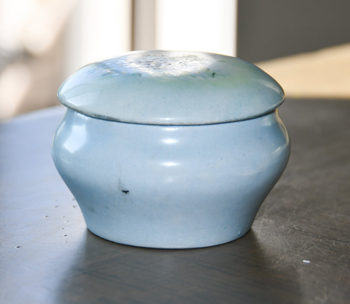 Blue Hand Painted Floral Box, La Seynie, Limoges, France