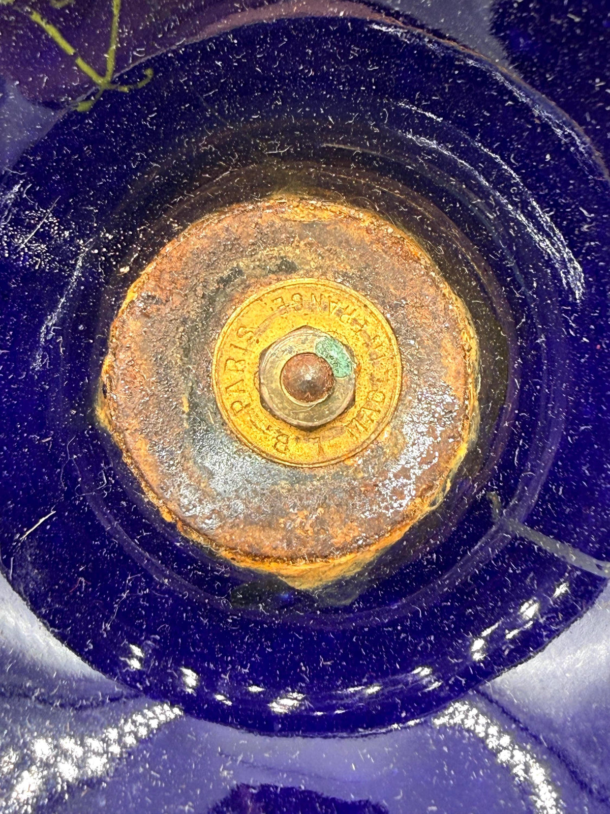 French Blue Cobalt Tazza with Ormolu, 9”