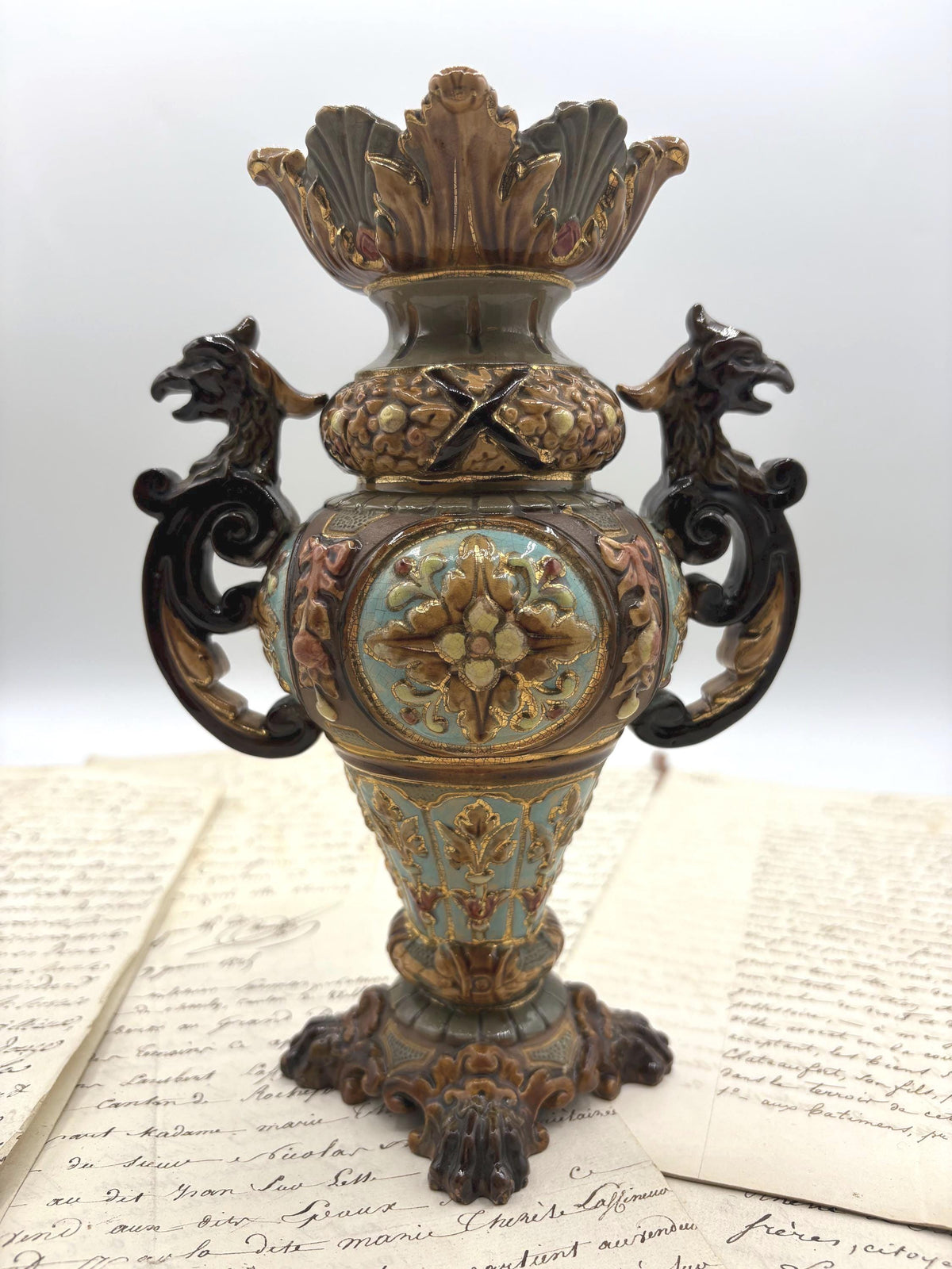 Wilhem Schiller & Sohn Antique European Majolica Vase