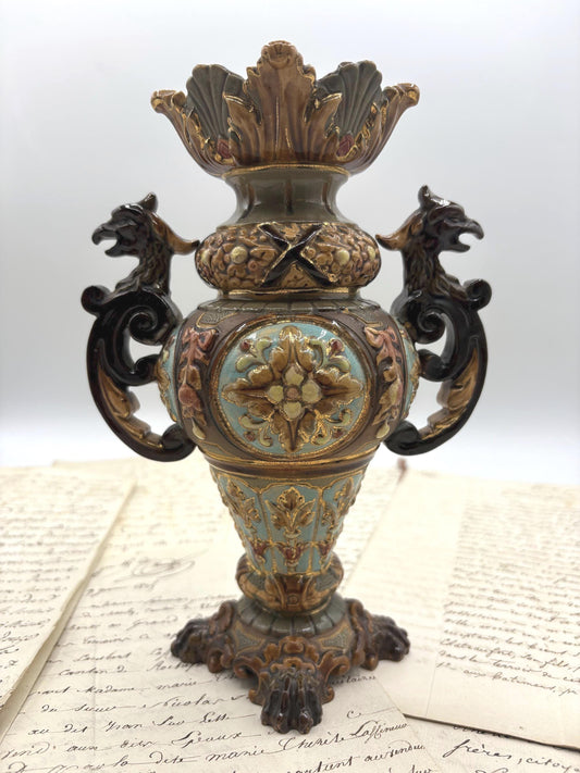 Wilhem Schiller & Sohn Antique European Majolica Vase