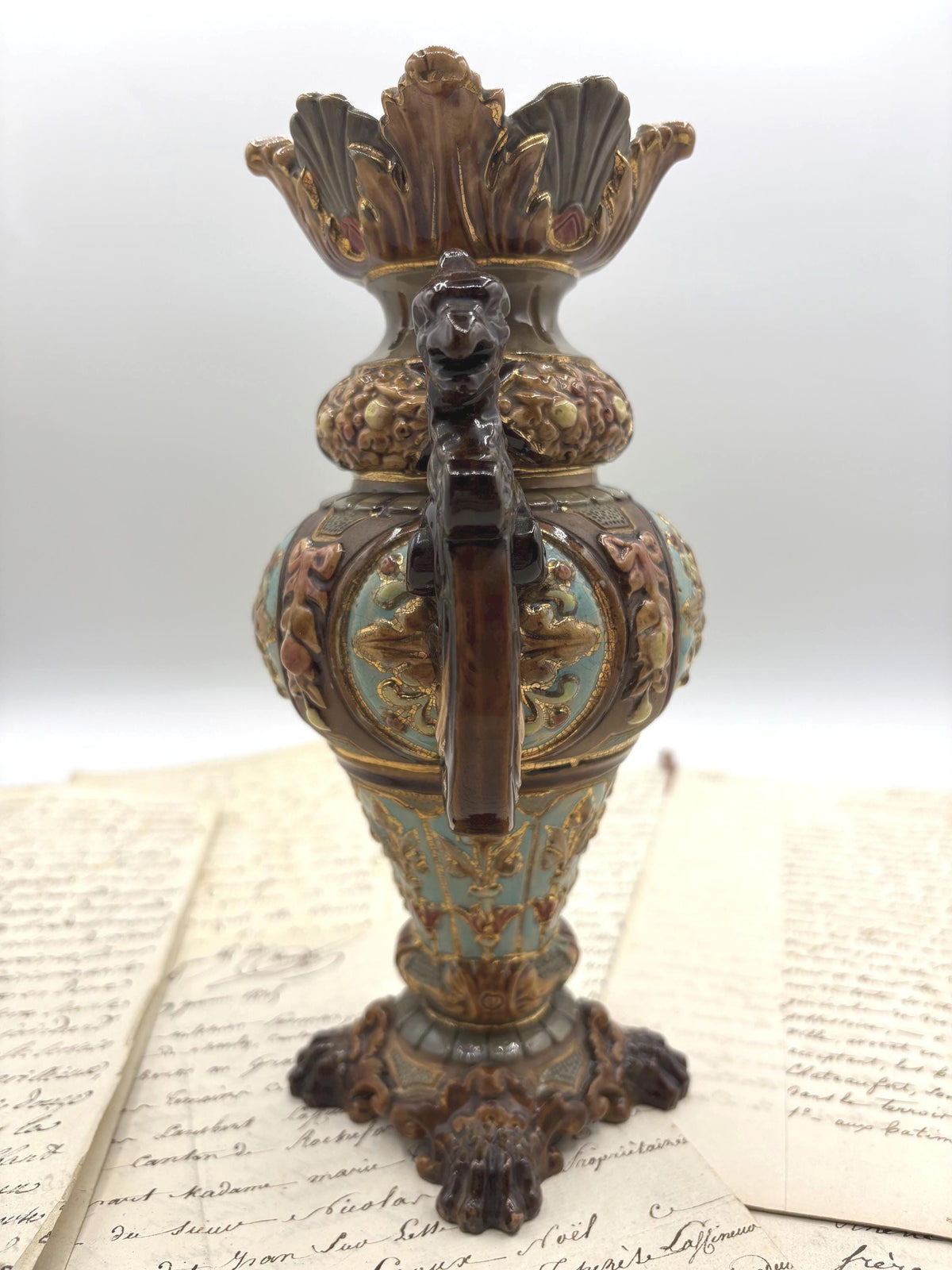 Wilhem Schiller & Sohn Antique European Majolica Vase