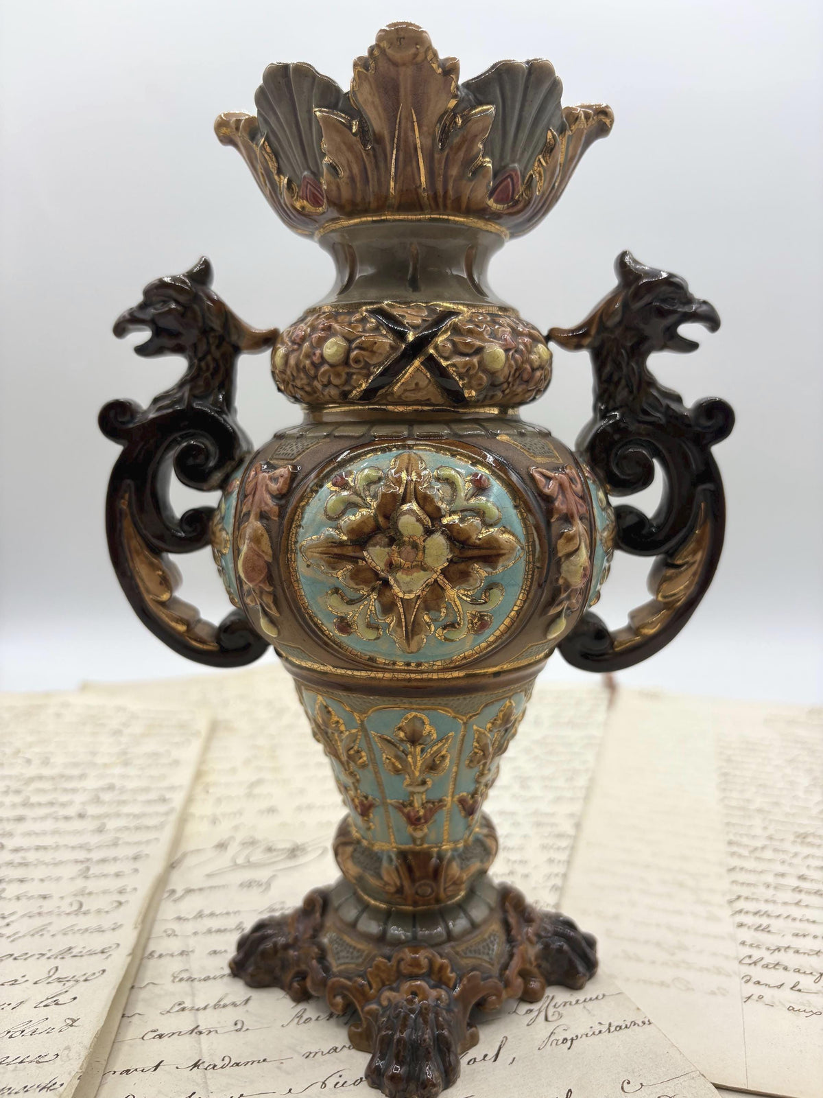 Wilhem Schiller & Sohn Antique European Majolica Vase