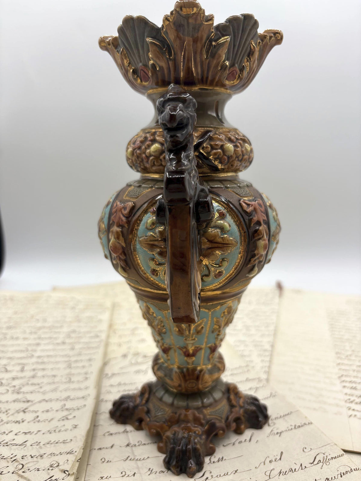 Wilhem Schiller & Sohn Antique European Majolica Vase