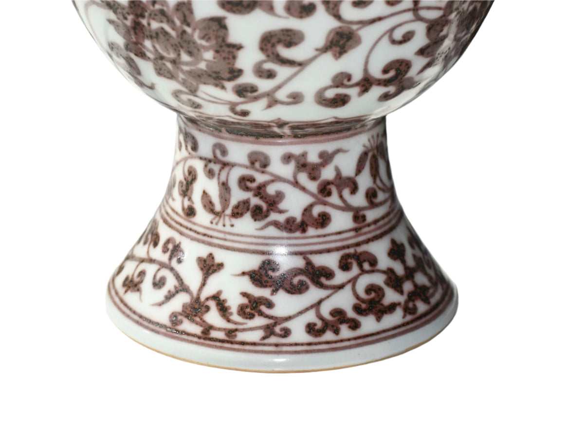 Large Incense Burner with Red Underglaze, 15"
