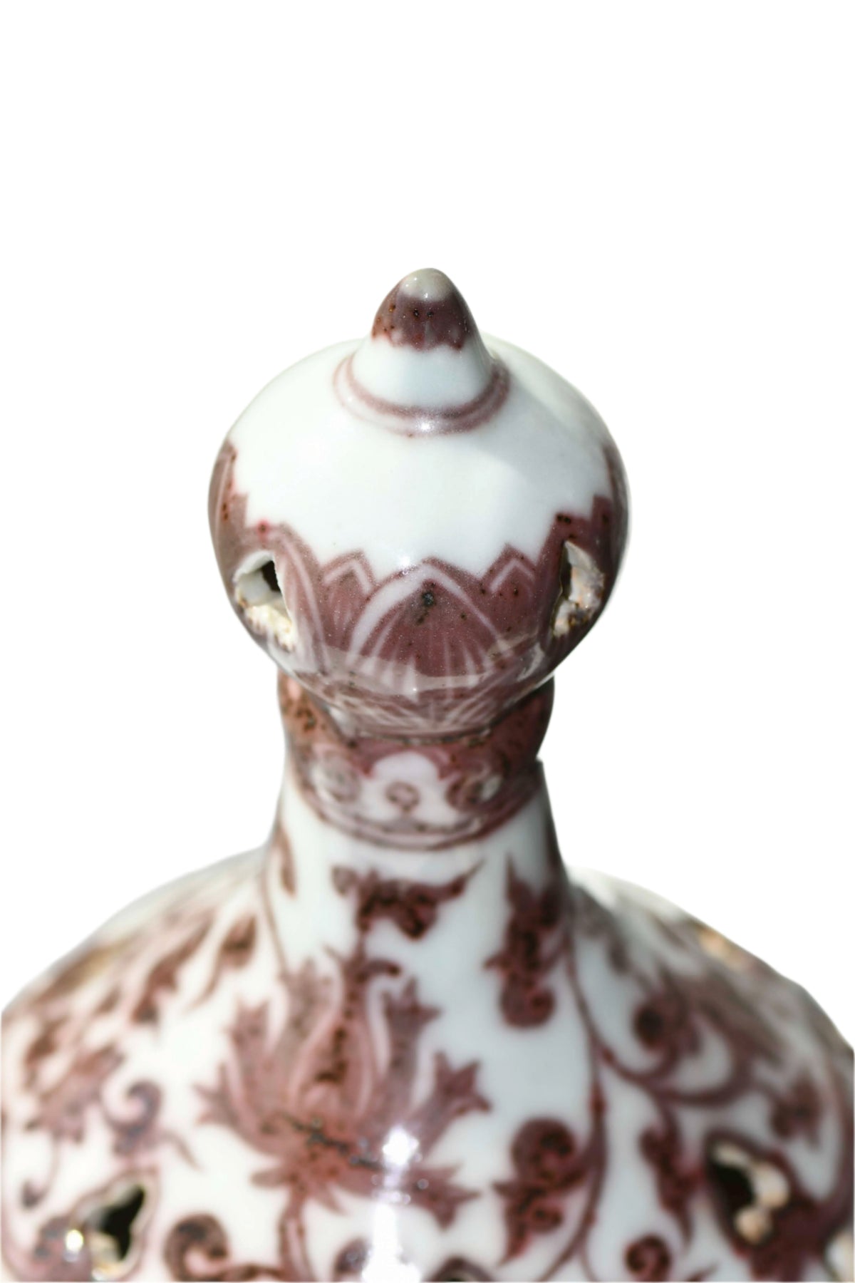 Large Incense Burner with Red Underglaze, 15"