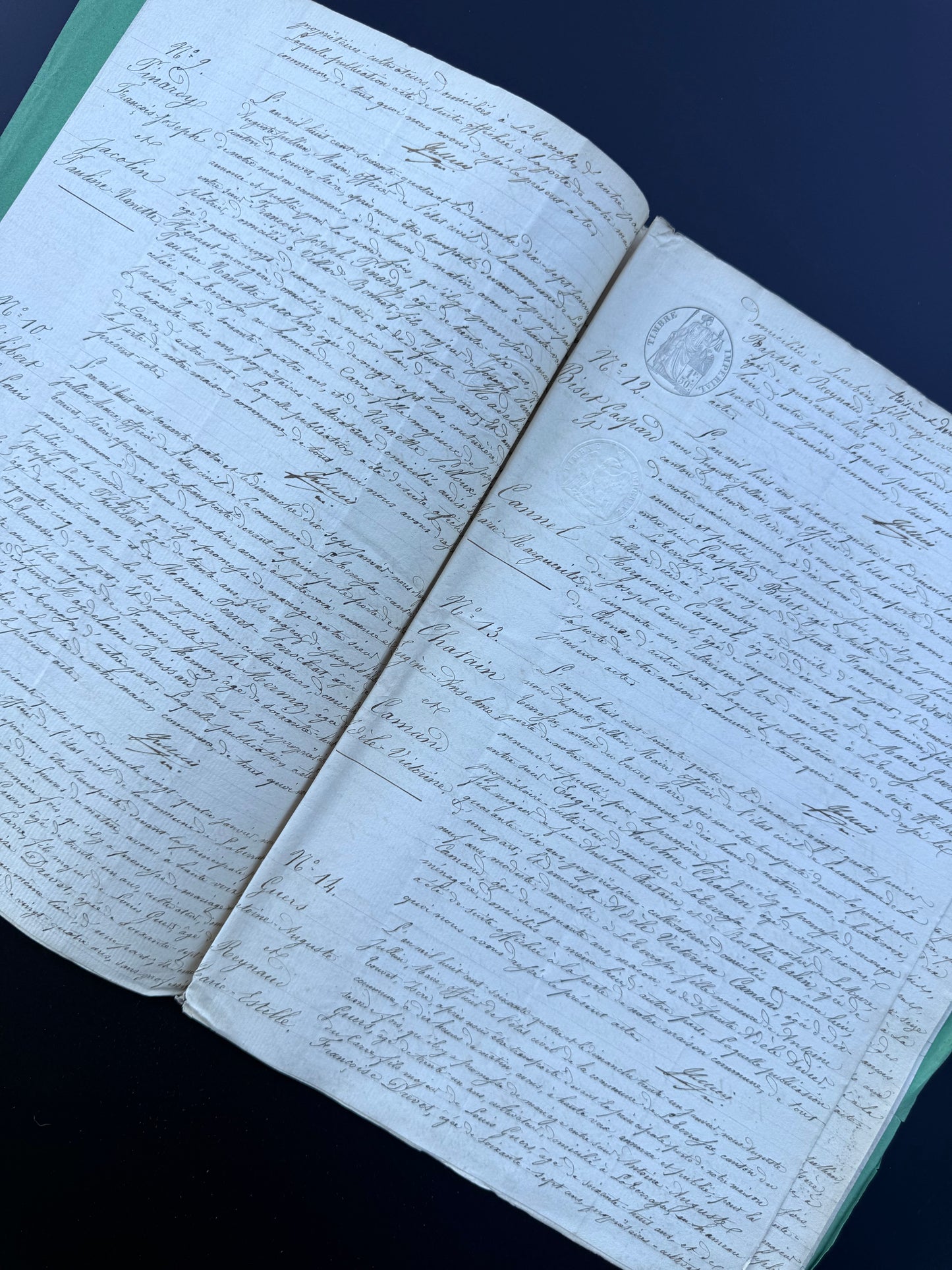 French Handwritten Multi-Page Registrar Document, 1864