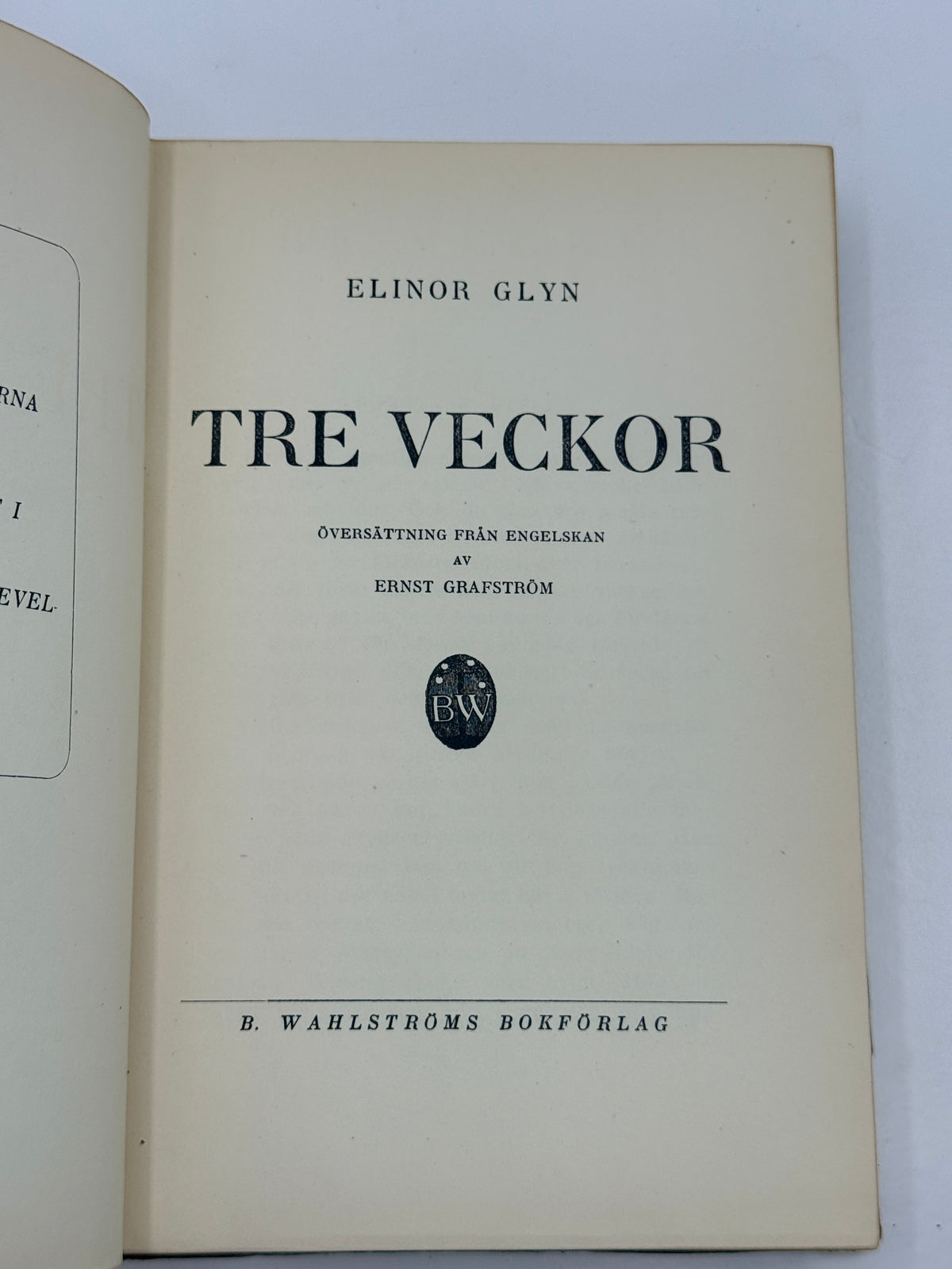 Tre Veckor by Elinor Glyn, Swedish