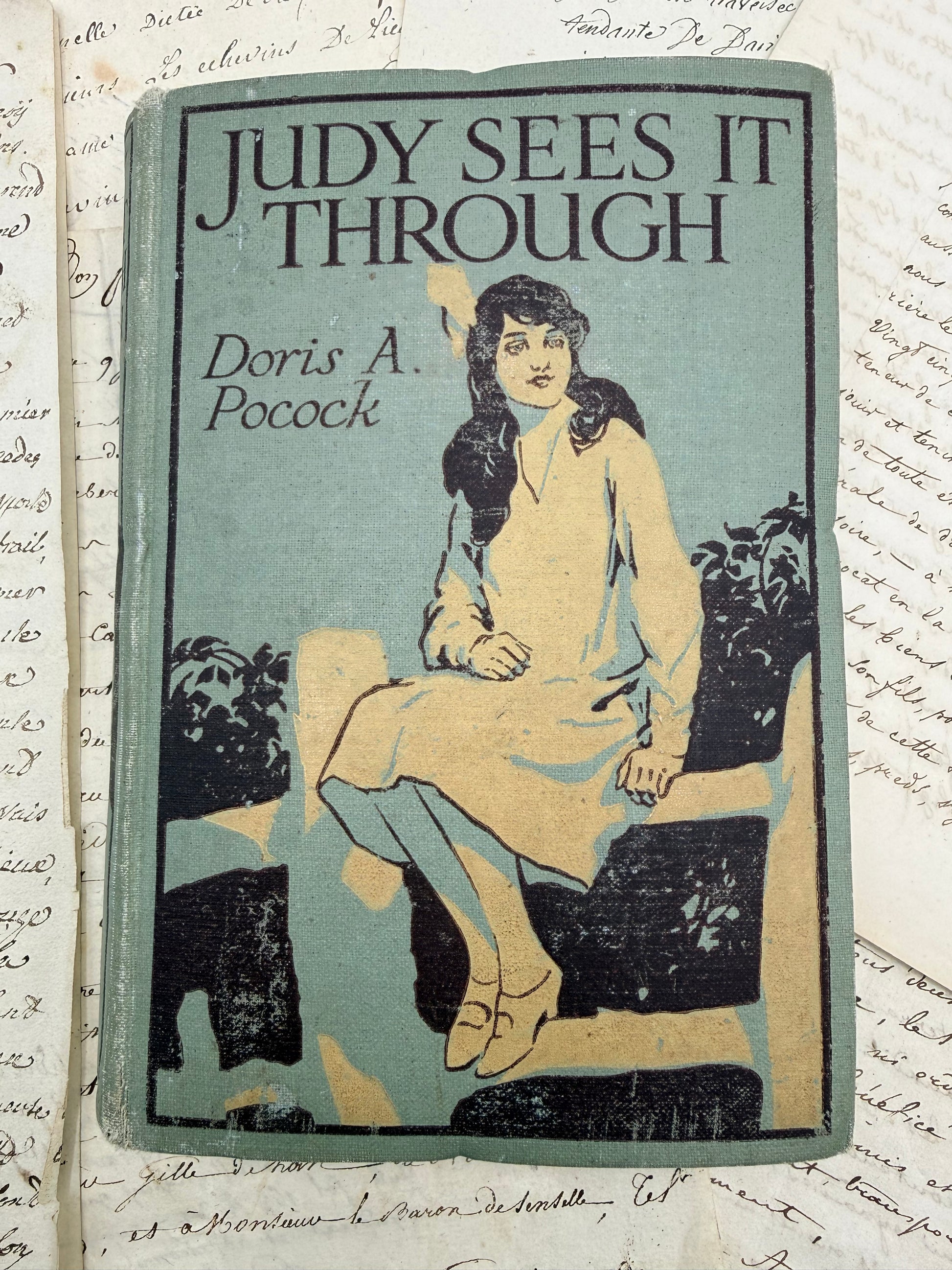 Book cover of 'Judy Sees It Through' by Doris A. Pocock on a textured background