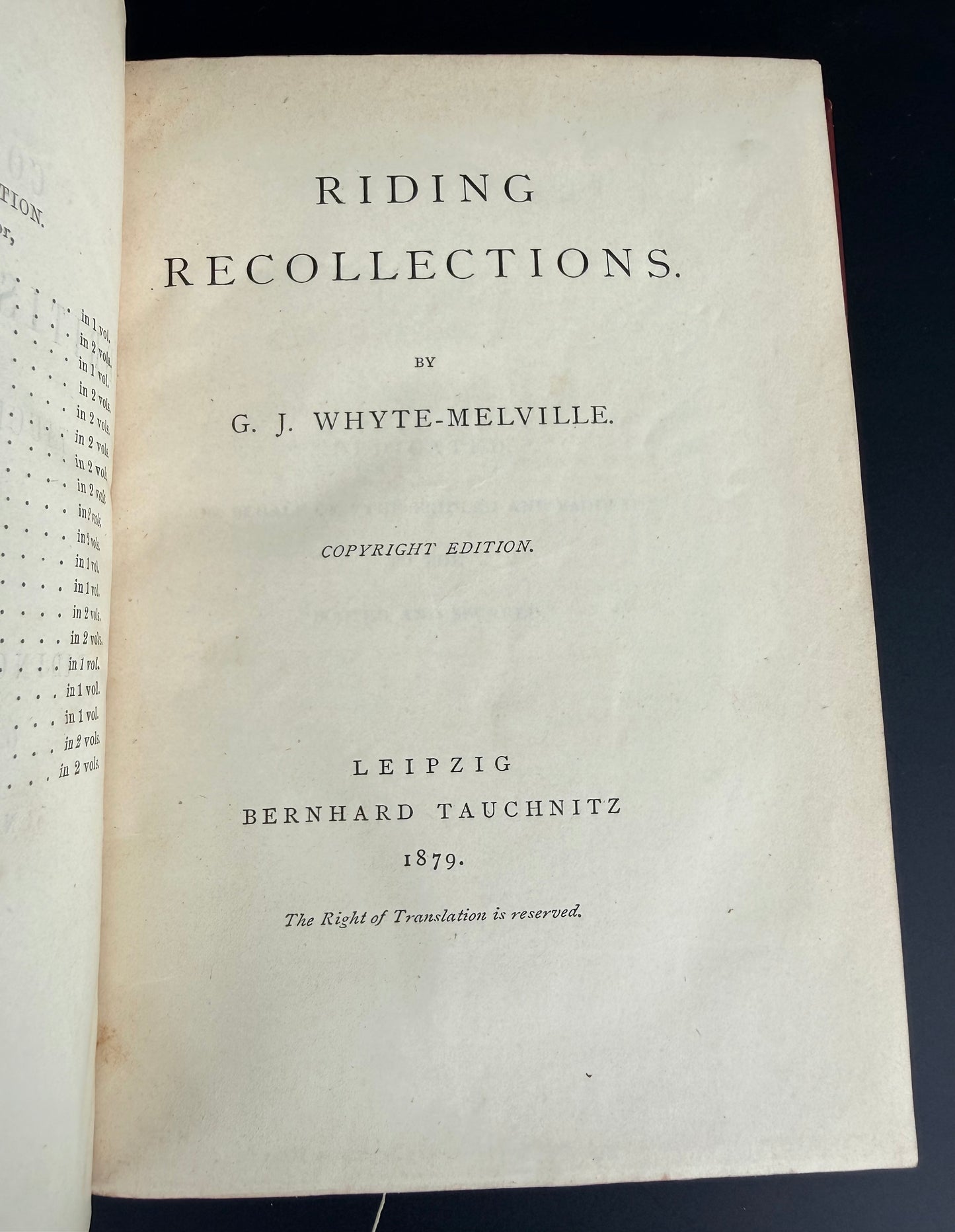 Riding Recollections by G J Whyte Melville, 1879