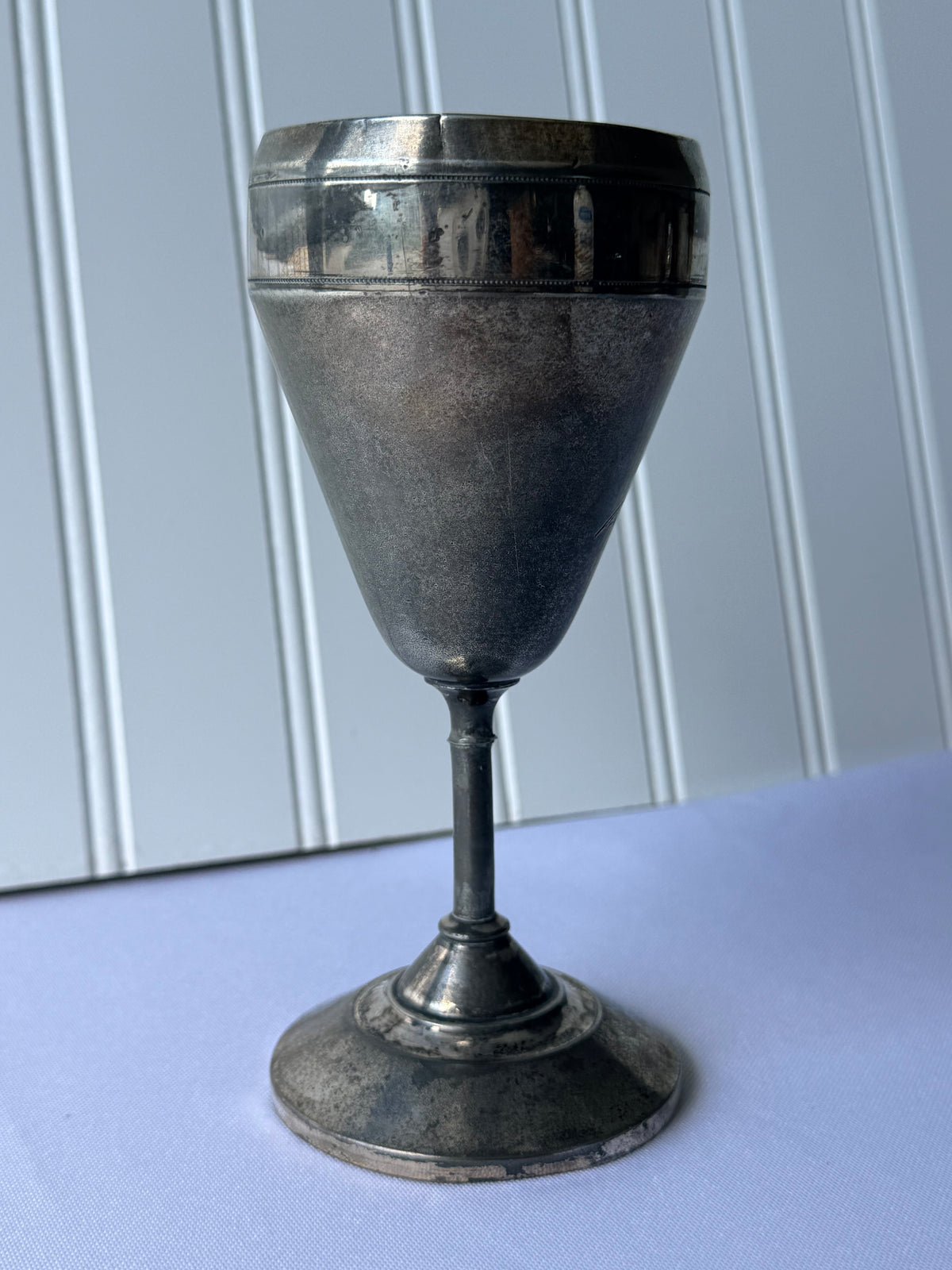 Meridan Silver Plated Goblet with Engraved Design