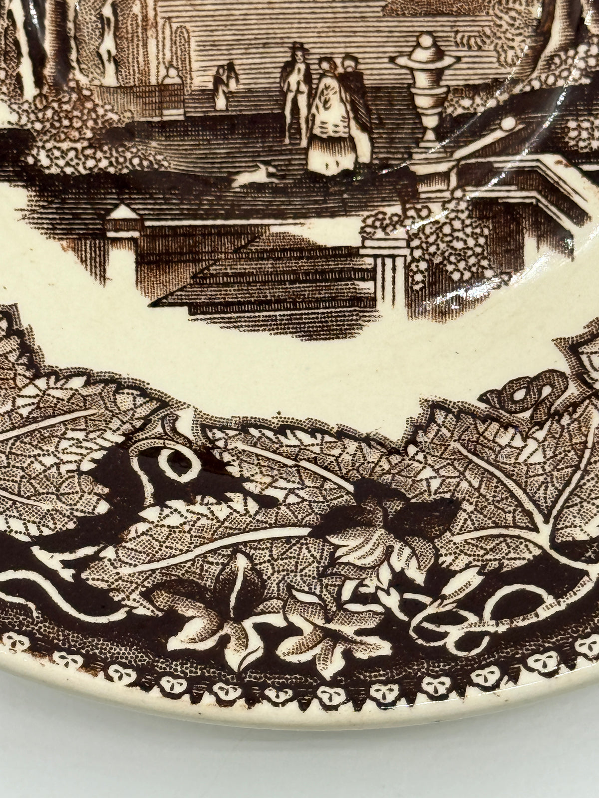 Vista English Brown Transferware Plate, Mason