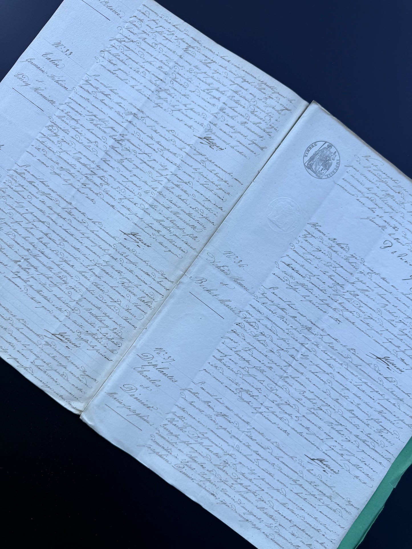 French Handwritten Multi-Page Registrar Document, 1864