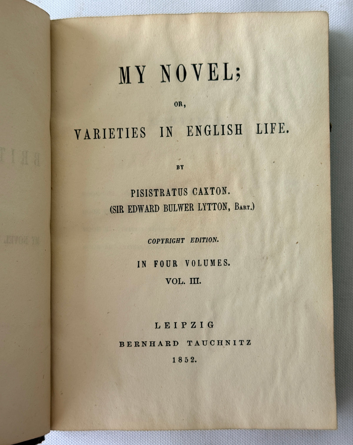 My Novel by Sir Edward Bulwer Lytton, 1851
