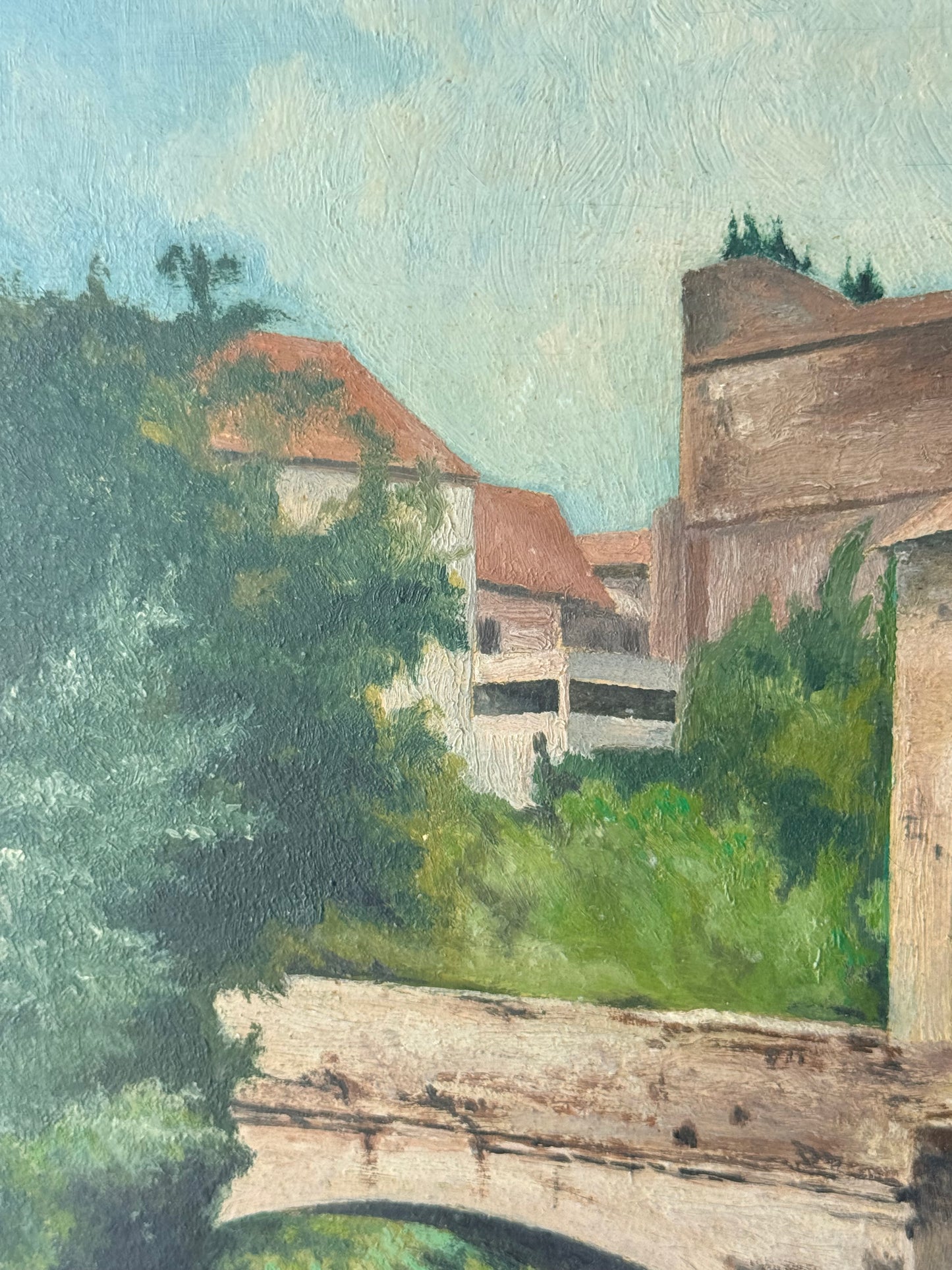 Sauveterre-de-Bearn & Pont de la Légende French Oil Painting, 16”