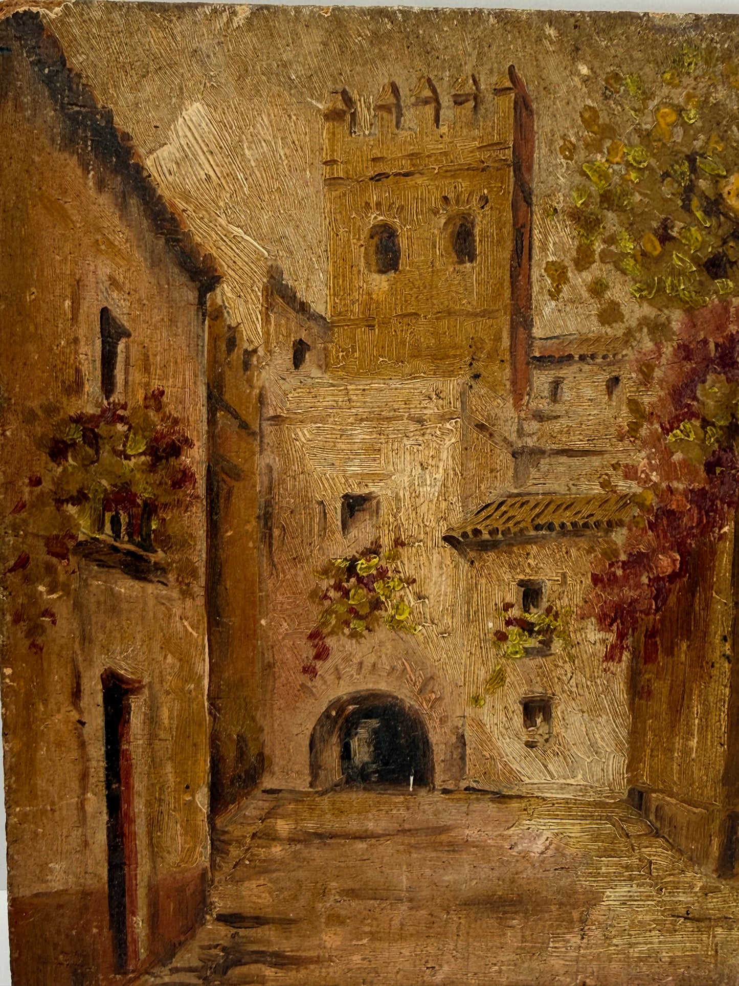 European Architectural Street Oil Painting, 7”