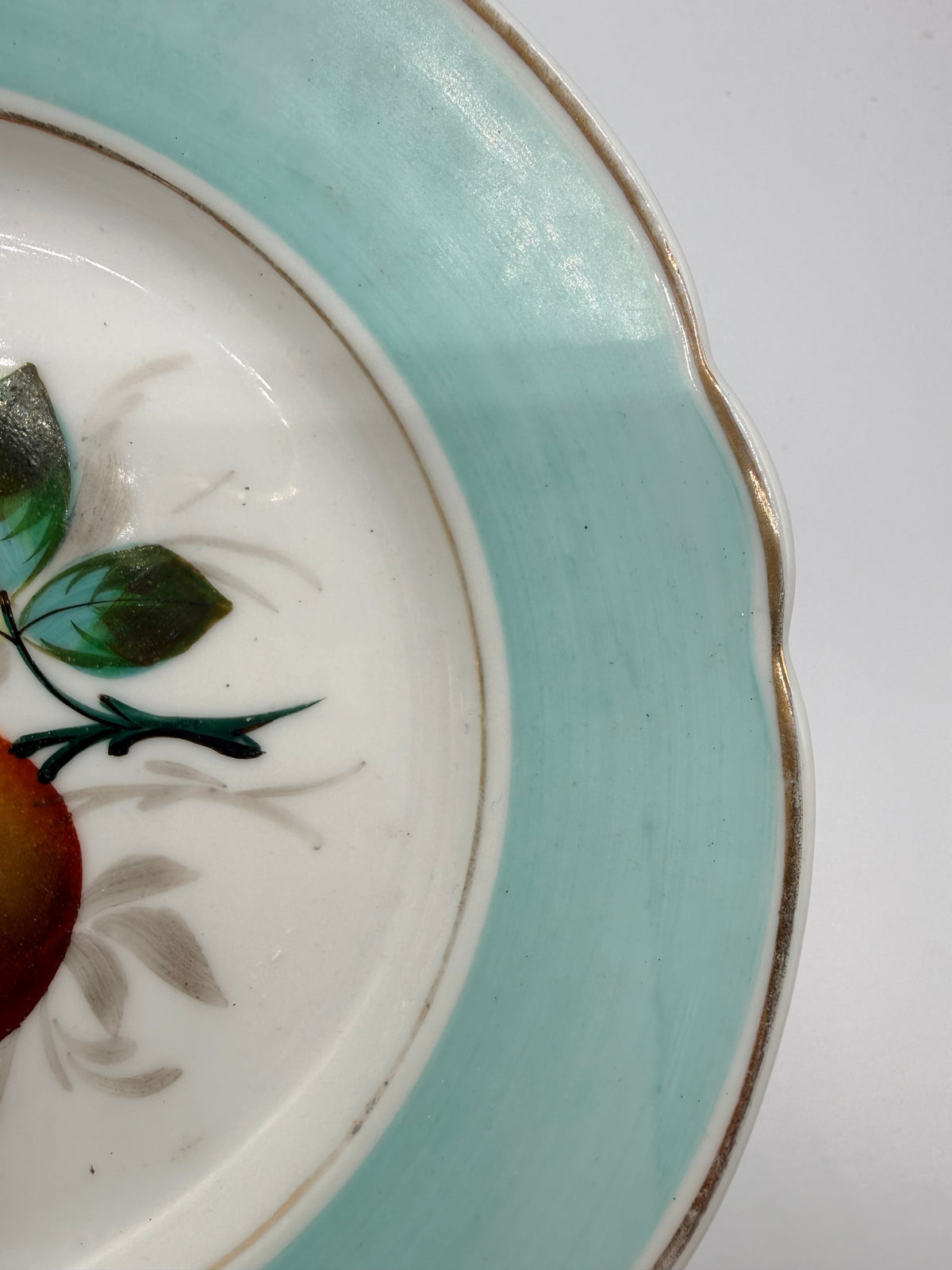 Turquoise Hand Painted Fruit Plate with Orange