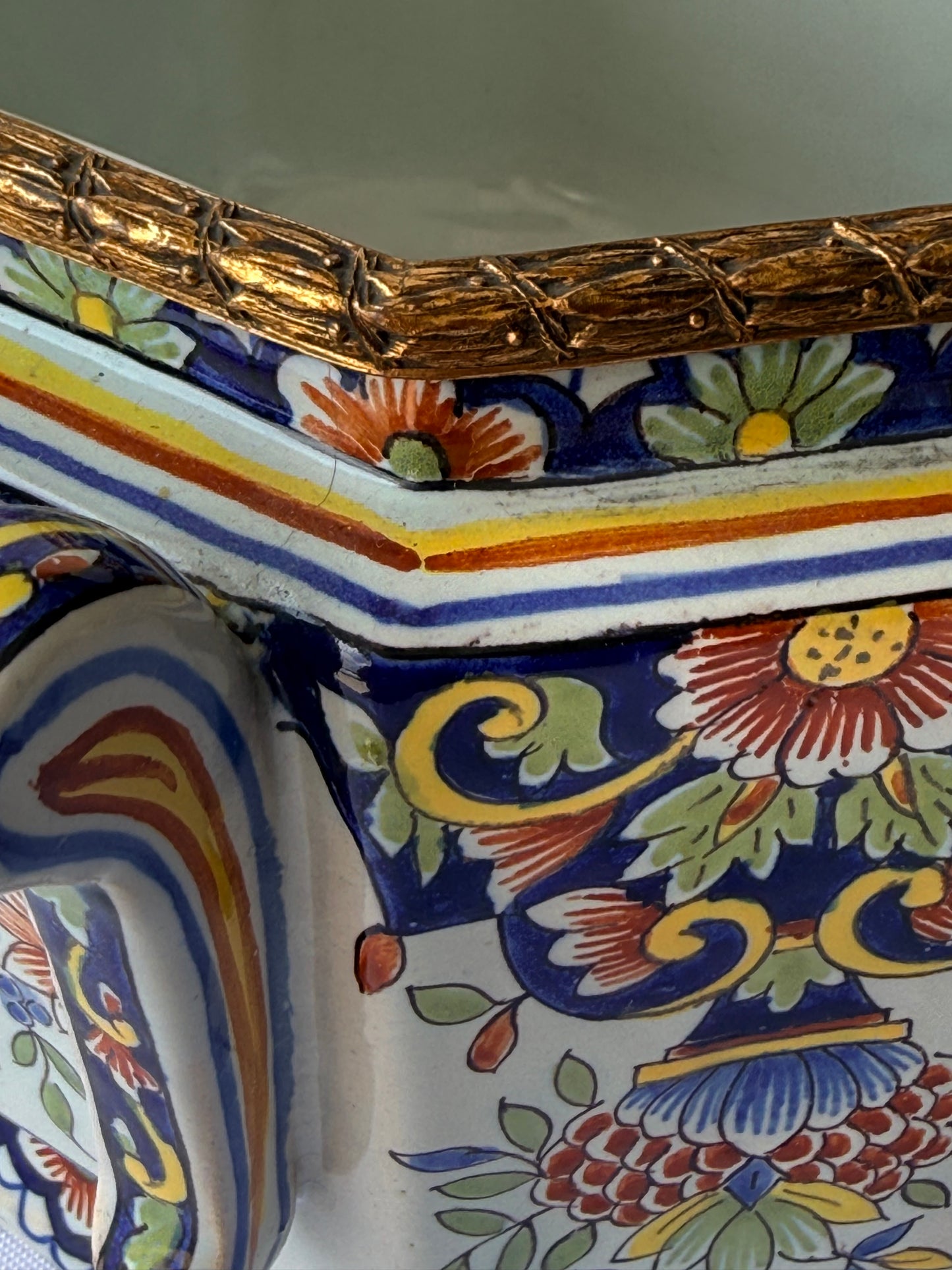 French Faience Style Hand Painted Jardiniere, 9”