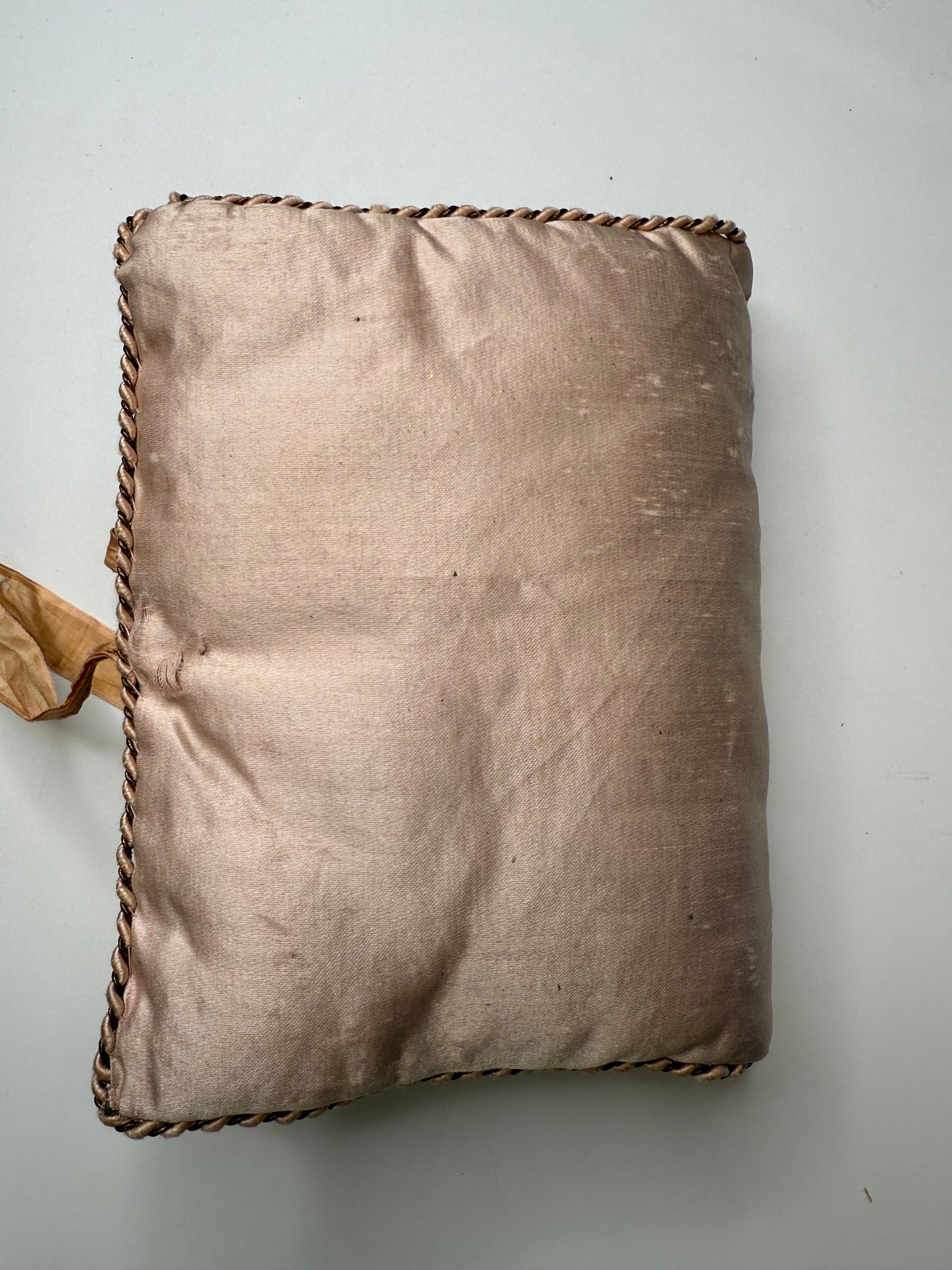 French Silk Hanky Holder Pillow, French Pink Silk Pillow