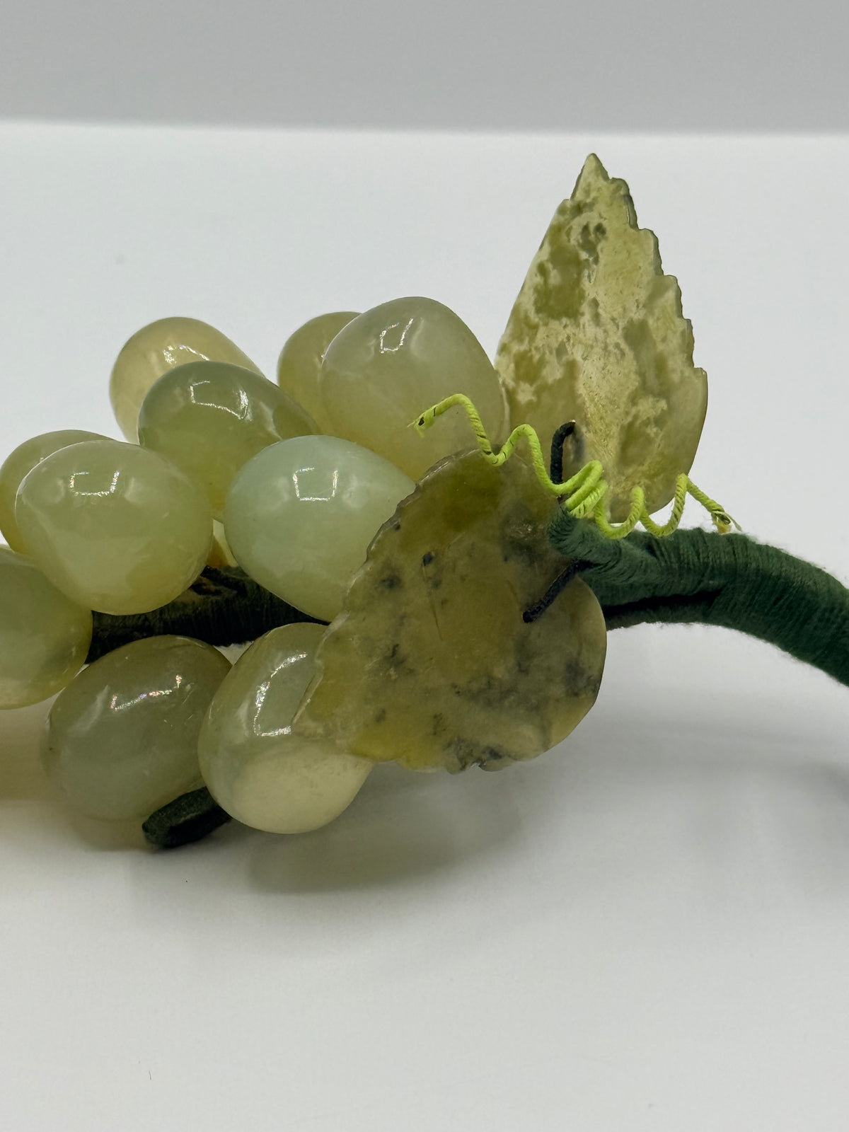 Glass Green Grapes Decor. 6”