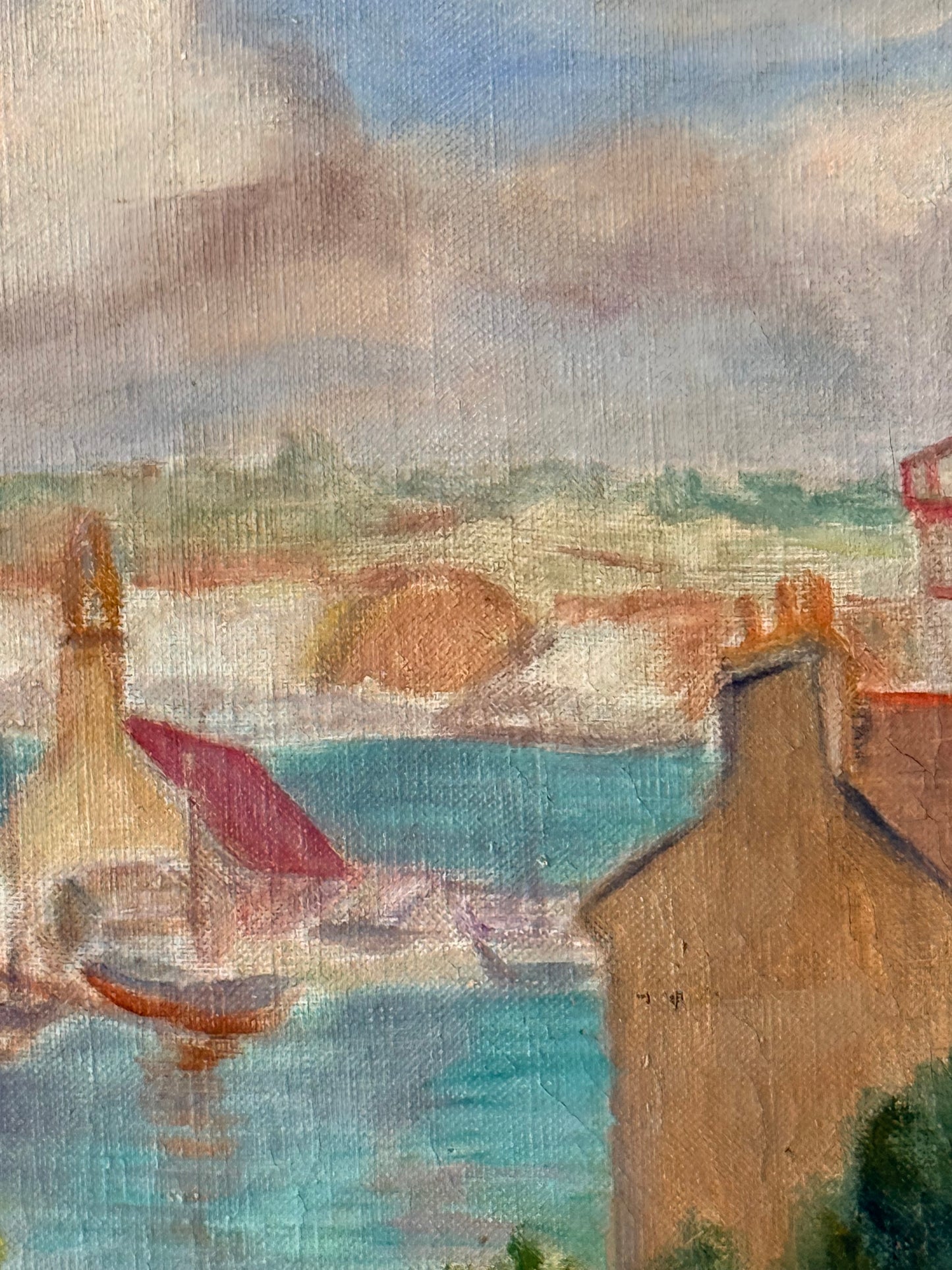 European Seascape Oil Painting, 21”, Cavaillon