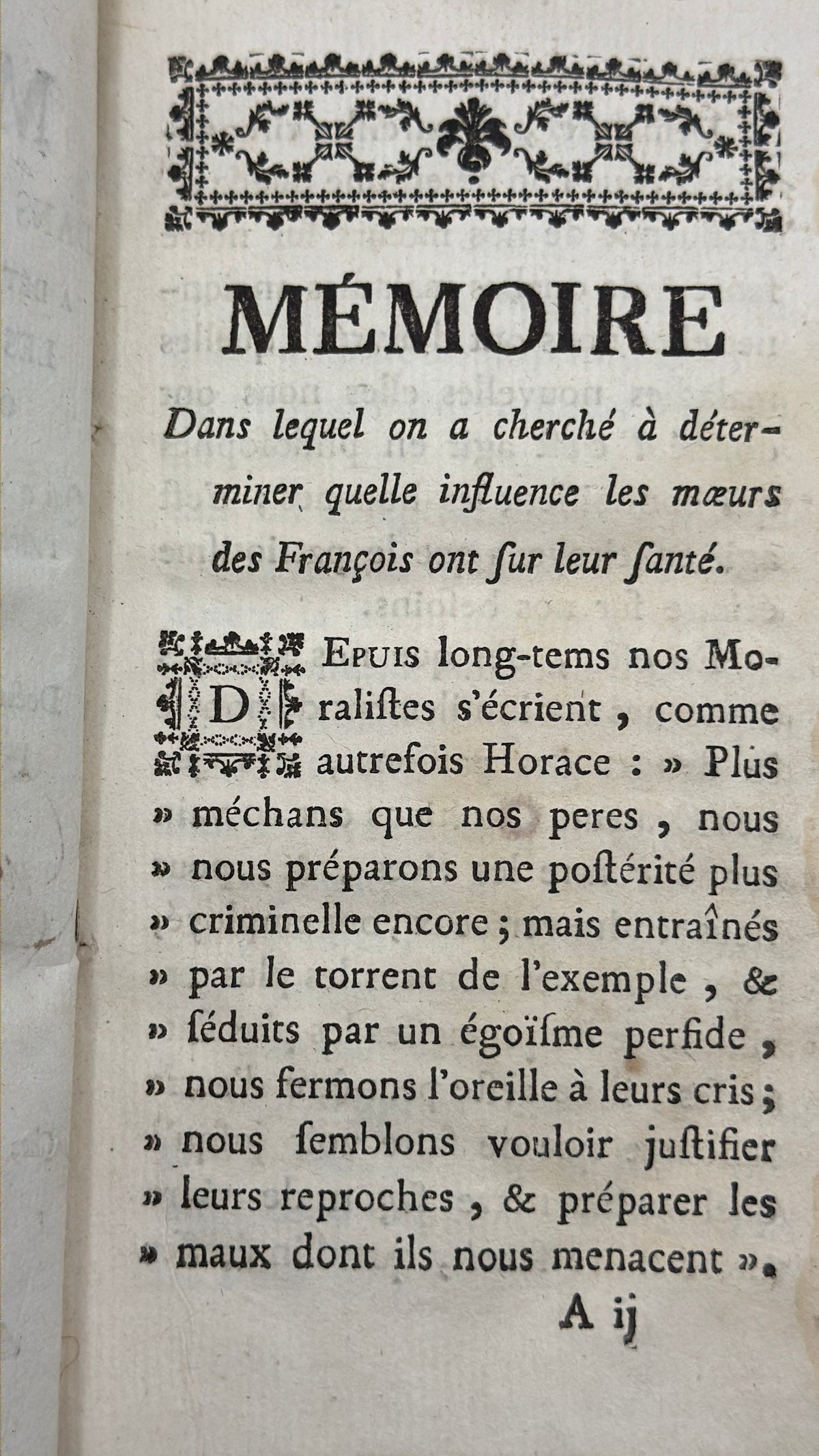 Memoire & Others, Antique French Book, 1762