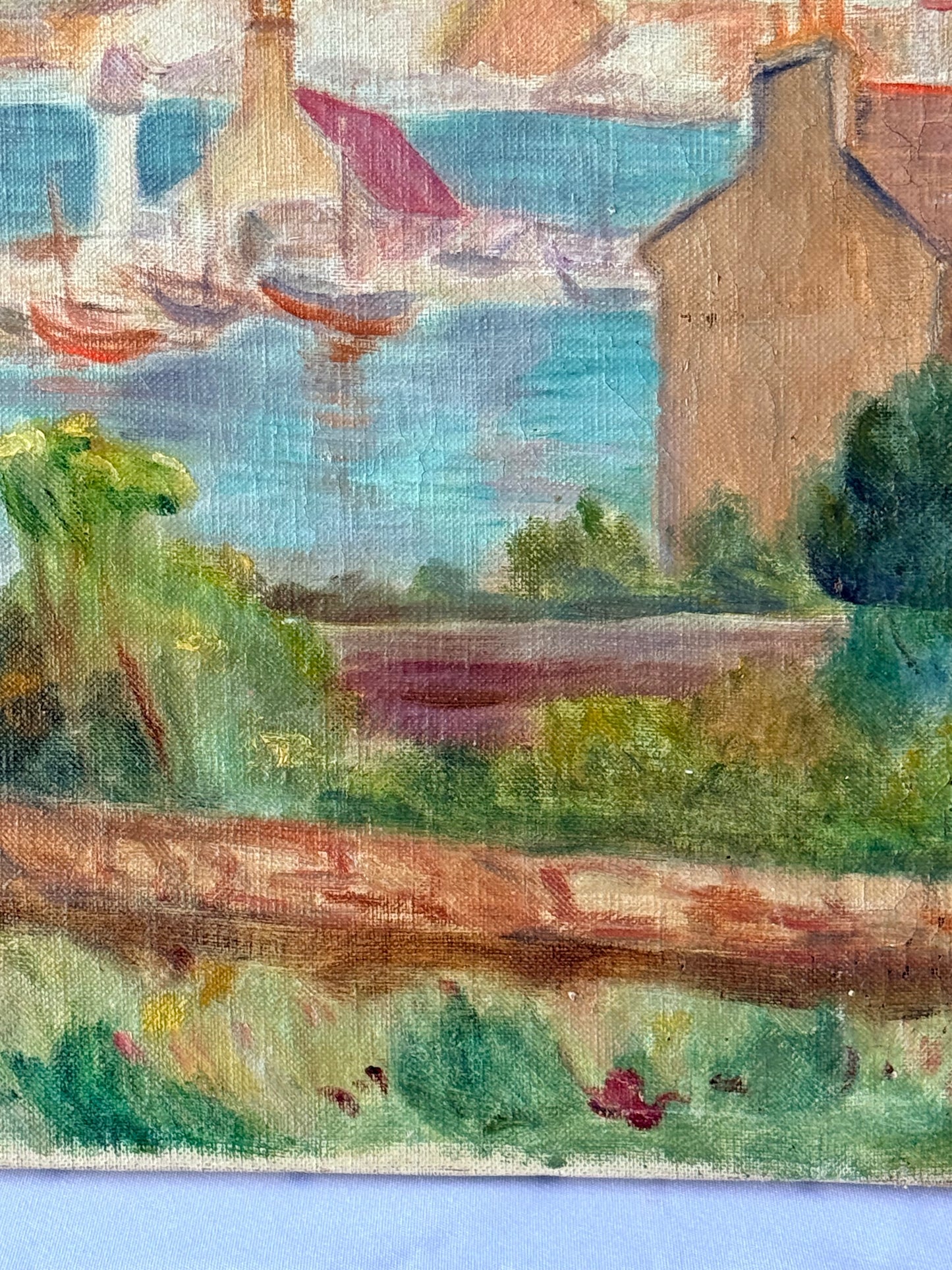 European Seascape Oil Painting, 21”, Cavaillon