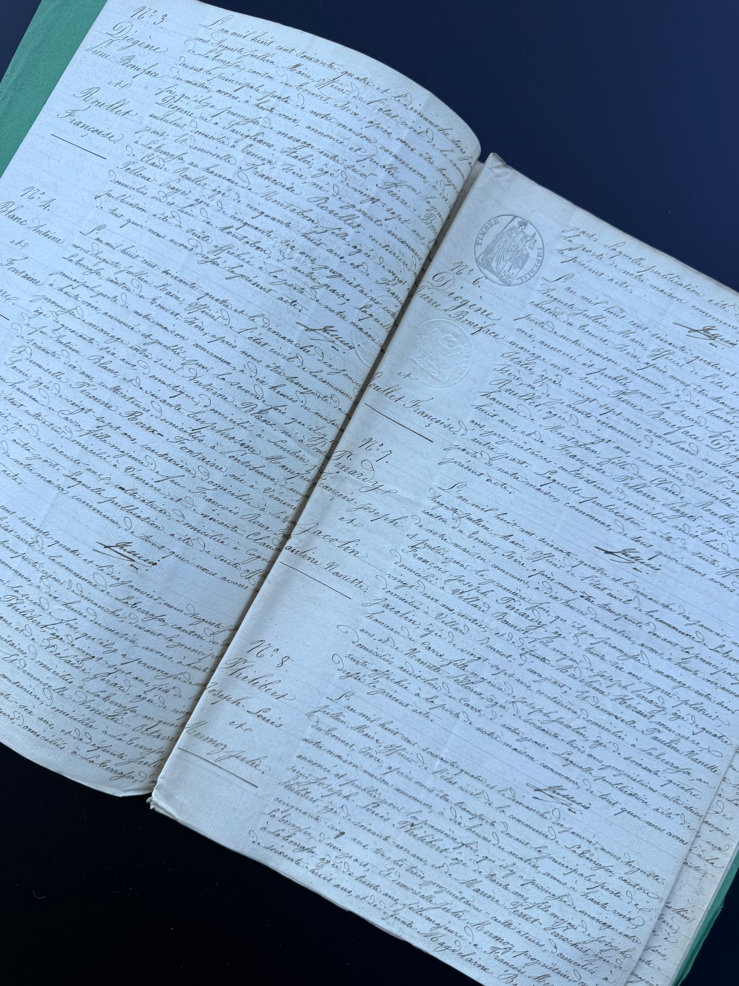 French Handwritten Multi-Page Registrar Document, 1864