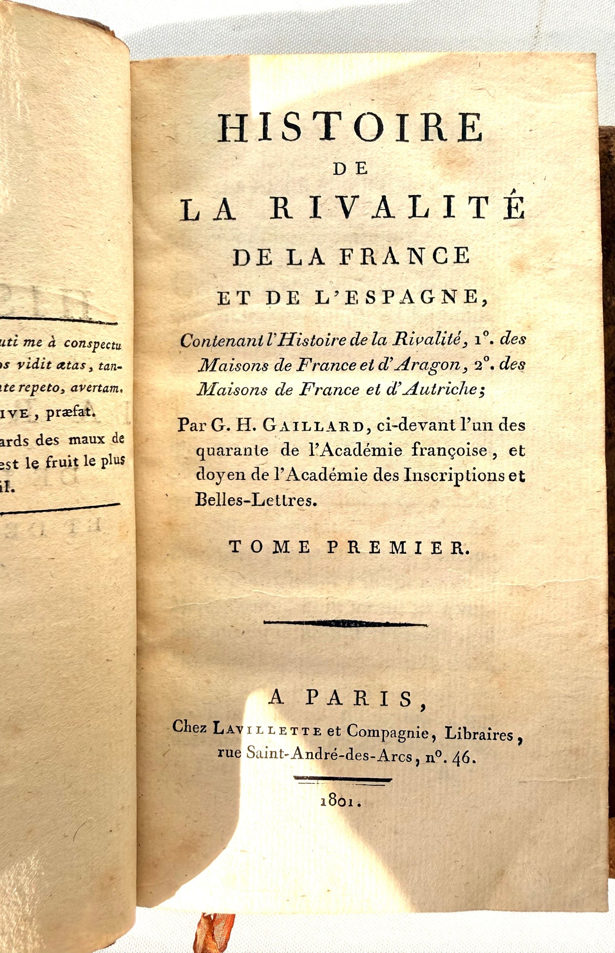 The History of the Rivalry Between France & Spain, 1801, French language DSM Vintage