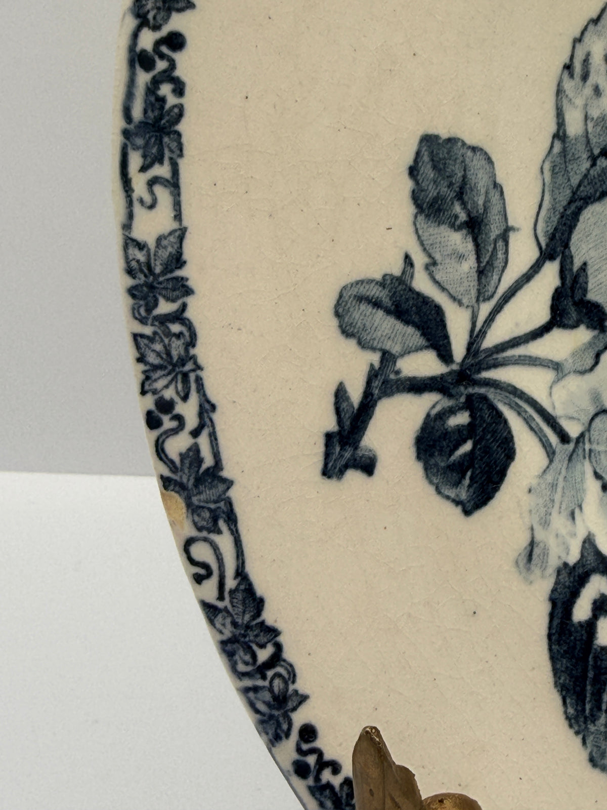 French Ironstone Transferware Floral Plate, Faiences Porcelaines Cristaux