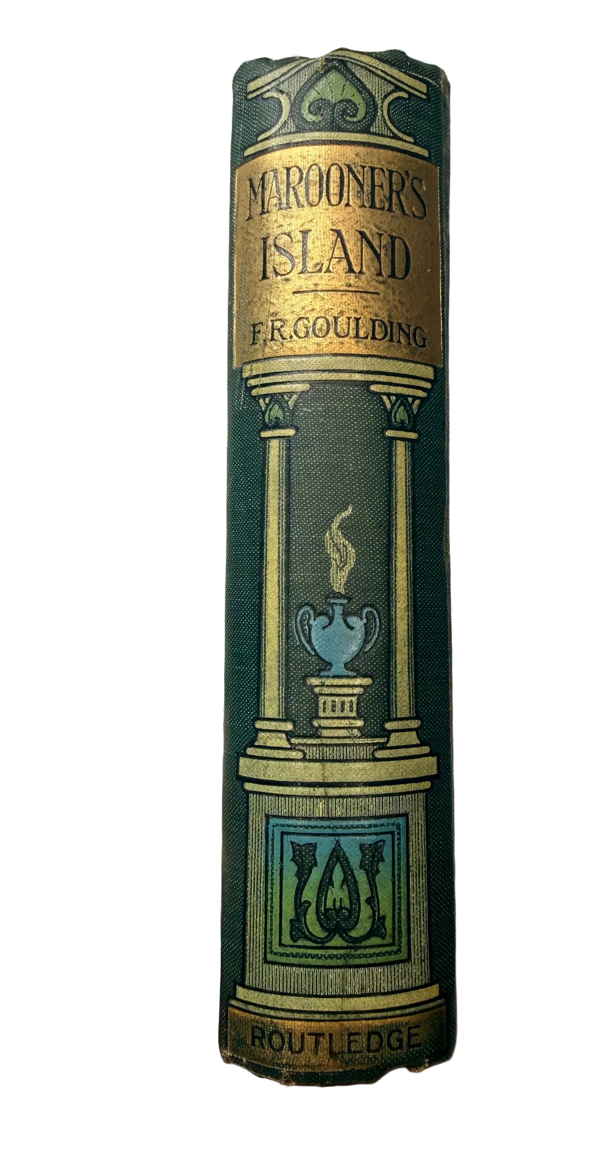 Book titled 'Marooners' Island' by F.R. Goulding held in a hand against a plain background