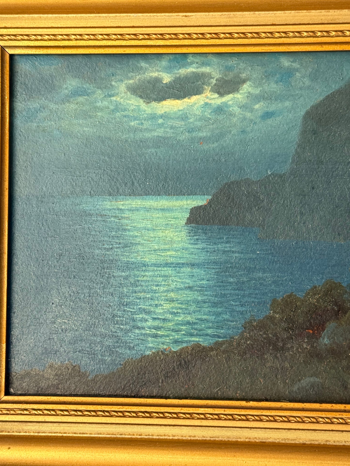Framed Seascape Oil Painting, 15”