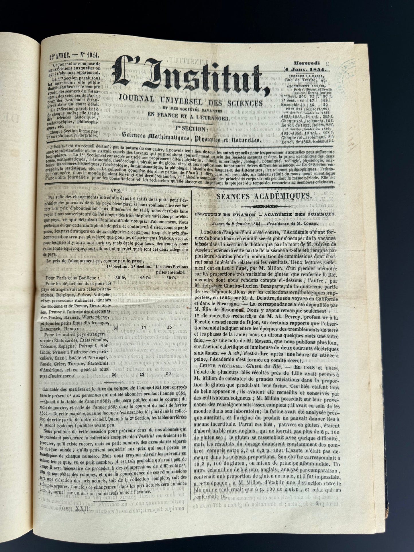 Universal Journal of the Sciences and Learned Societies, French Journals, 1854