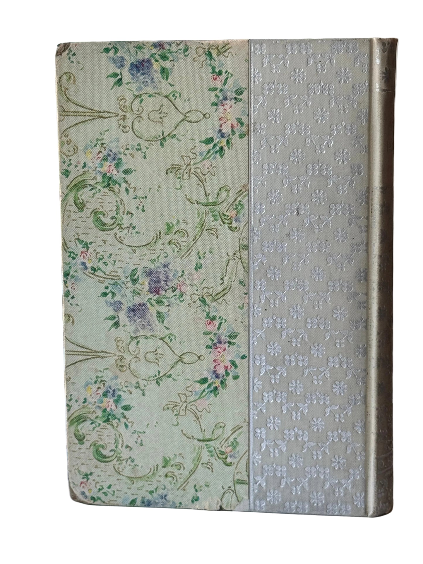 Fabric book with floral pattern on a plain background