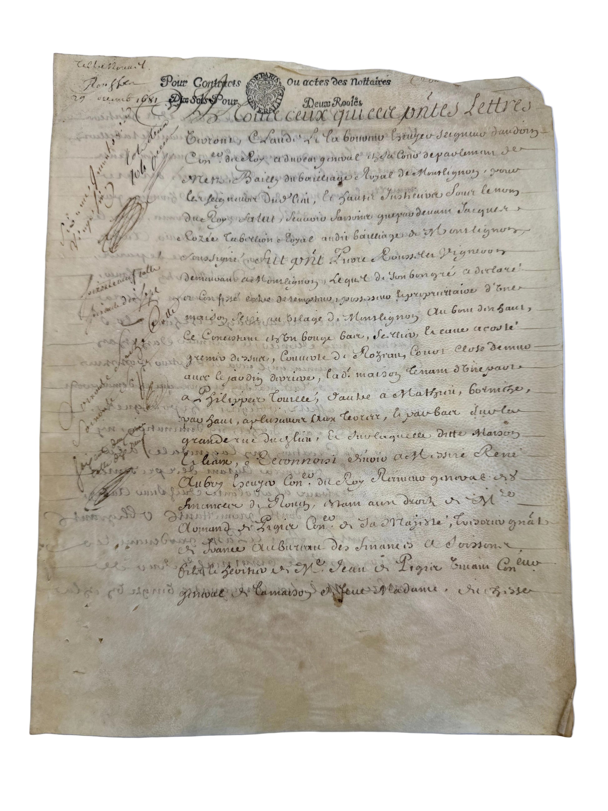Old document with text and signatures on a white background