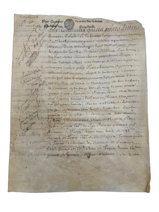 Old document with text and signatures on a white background