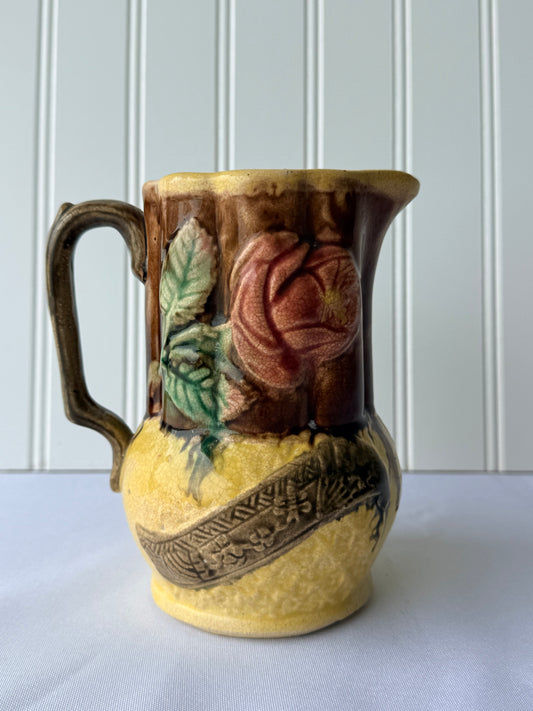 European Majolica Rose Pitcher