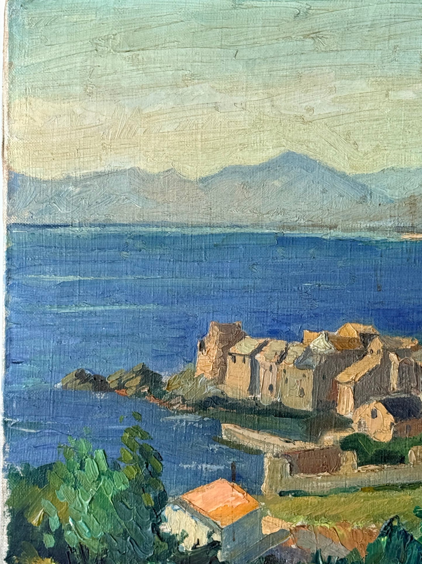European Seascape Signed Oil Painting, 21”