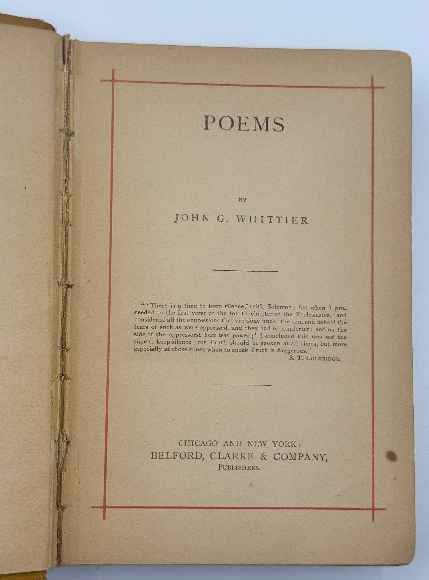 John G Whittier’s Poems, 1880’s