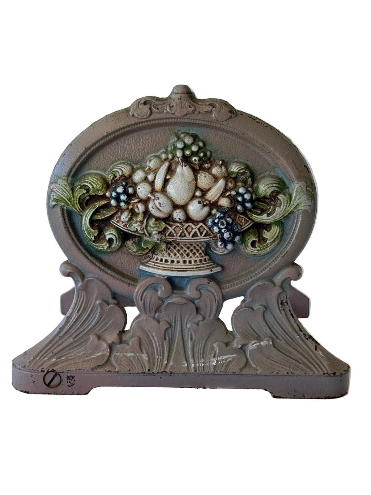 Judd Style Floral Basket Cast Iron Decorative Bookends