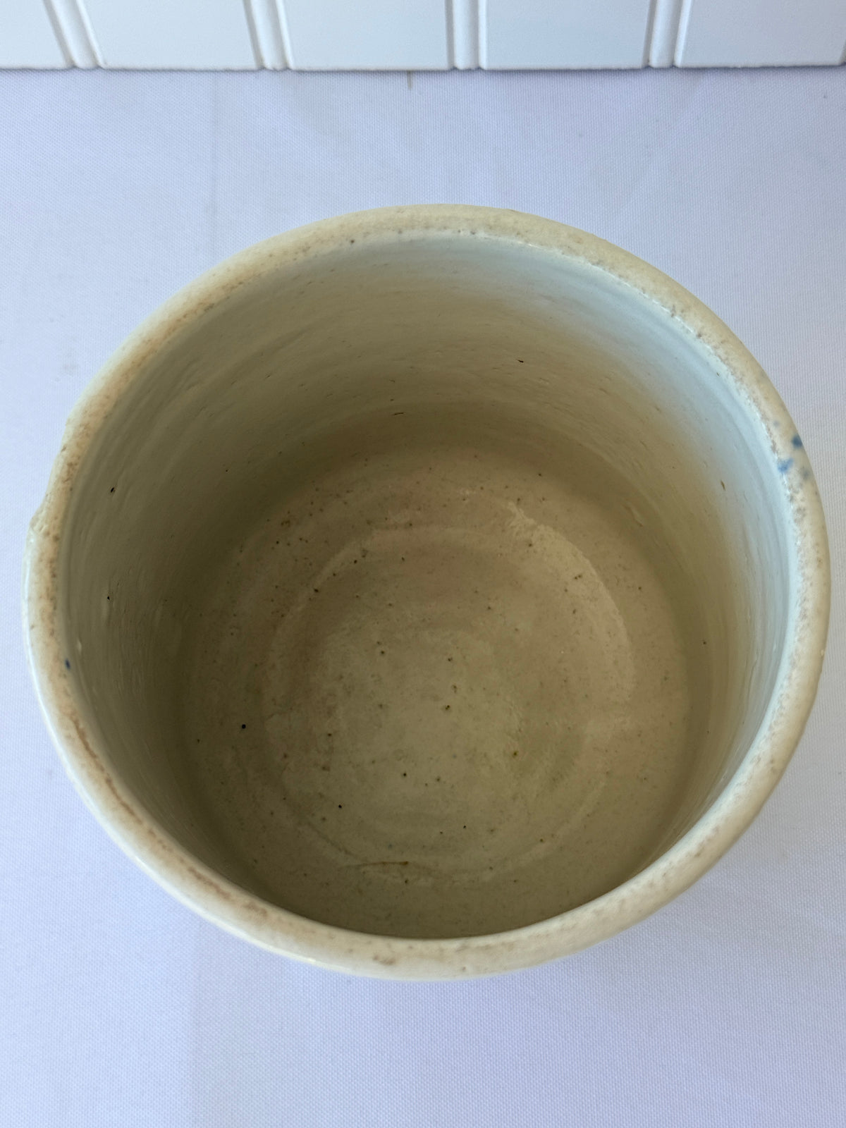 Antique Blue & White European Pottery Rice Canister, 5”