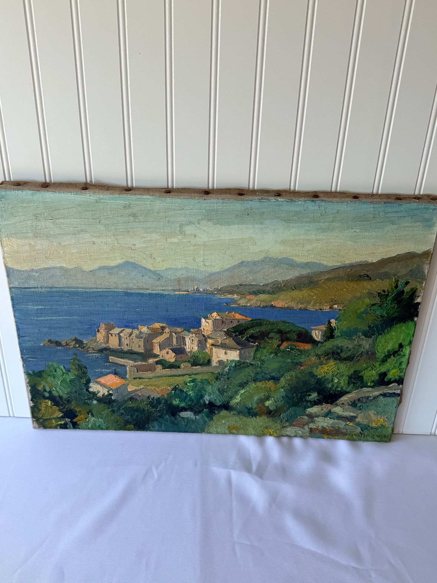 European Seascape Signed Oil Painting, 21”