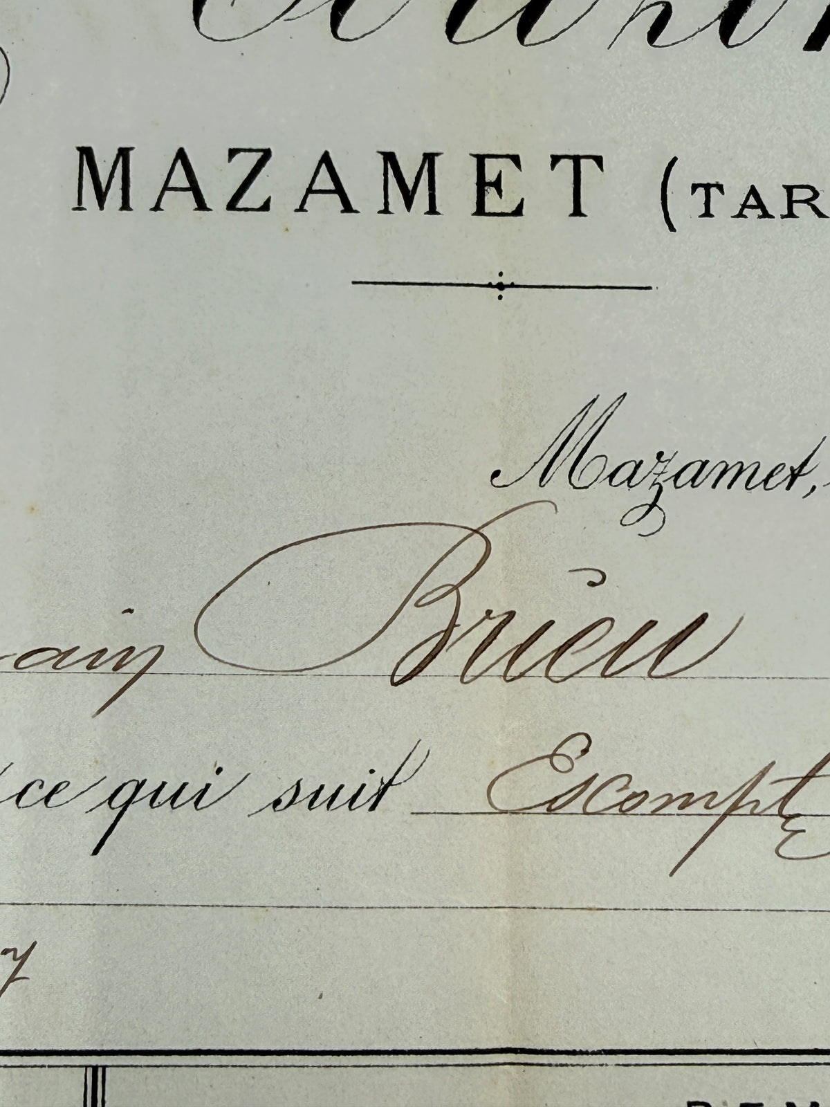 French Antique Blue Tone Invoice, 1886