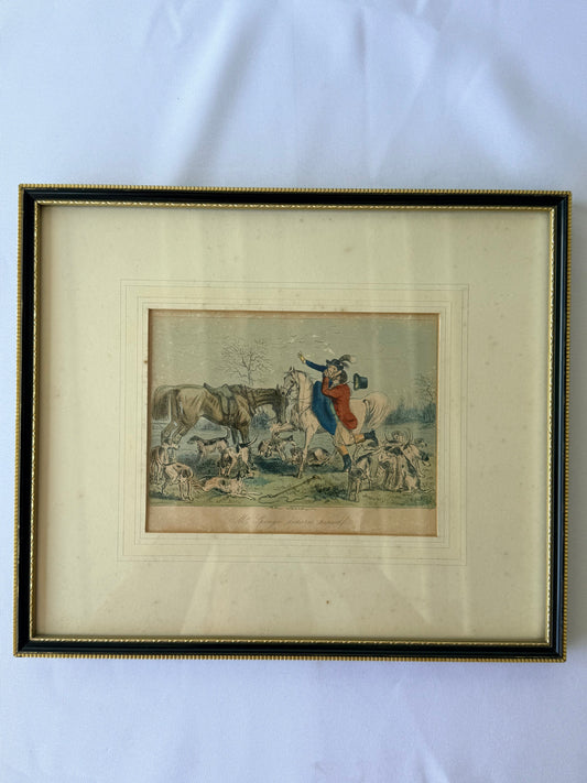 John Leech Framed Engraving, 1850’s, Mr Sponge Declares Himself DSM Vintage