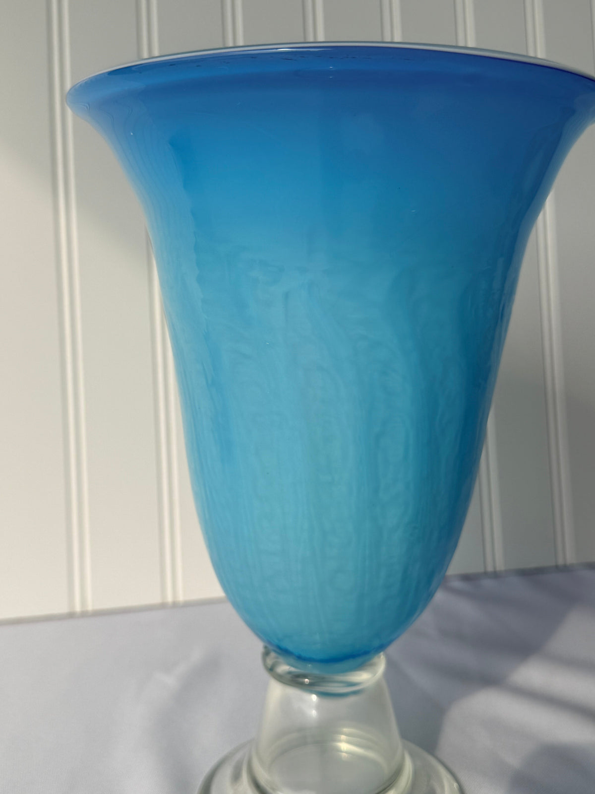 Blue Italian Style Mid-Century Modern Glass Vase, 9” DSM Vintage