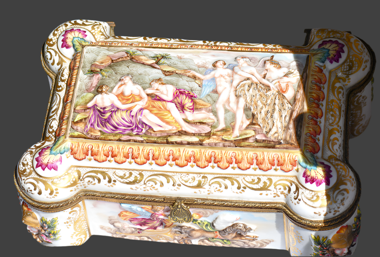 Capodimonte Ornate Italian Porcelain Dresser Box