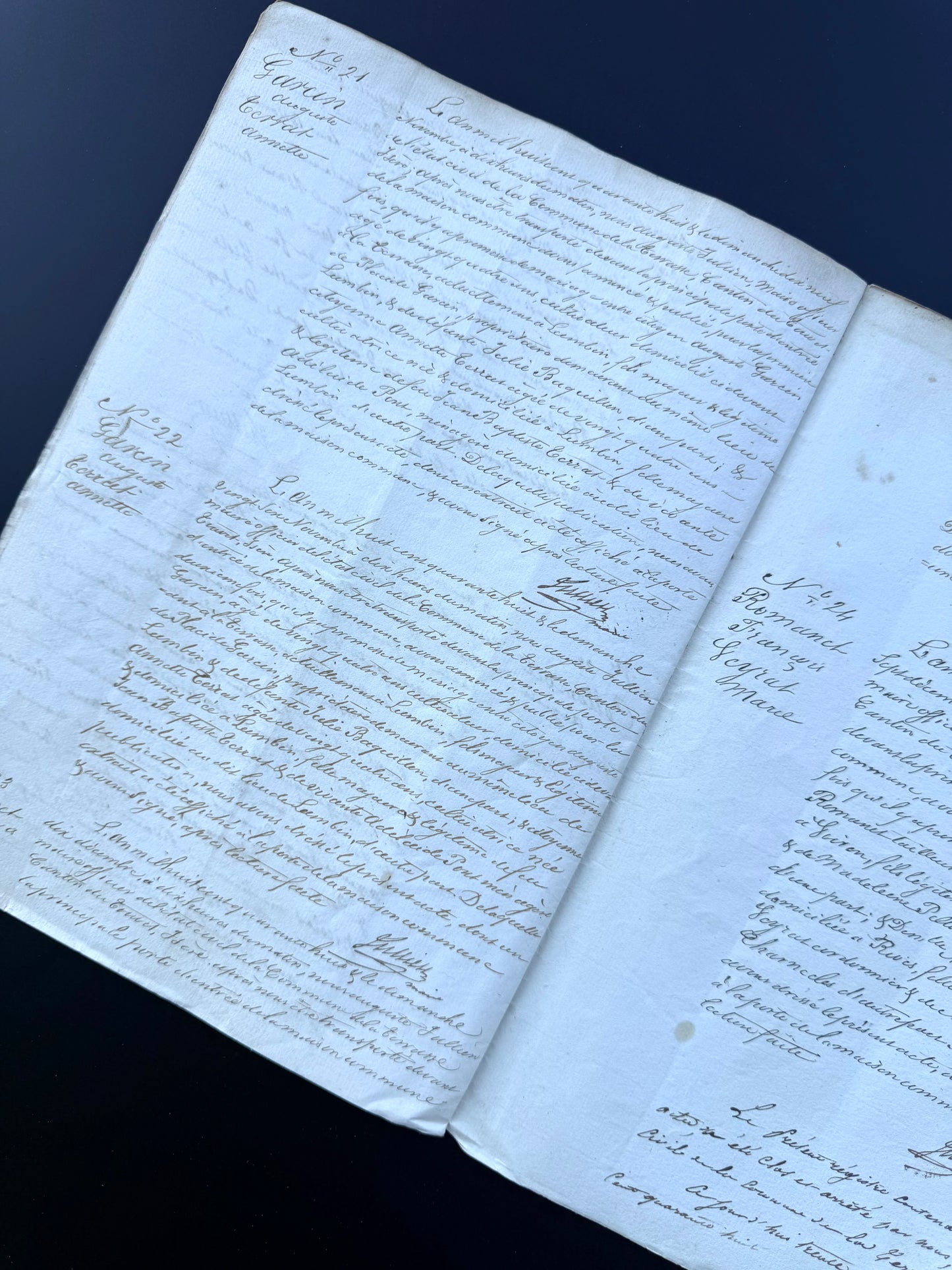 French Handwritten Marriage Registration Document, 1848