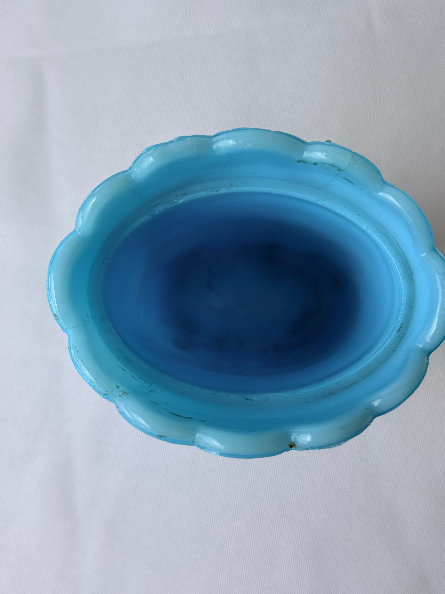 Vintage Blue Opaline Style Vanity Holder, 5”