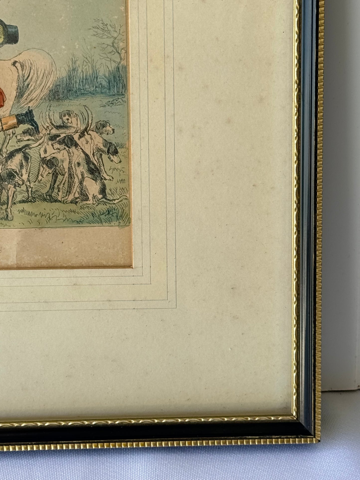 John Leech Framed Engraving, 1850’s, Mr Sponge Declares Himself