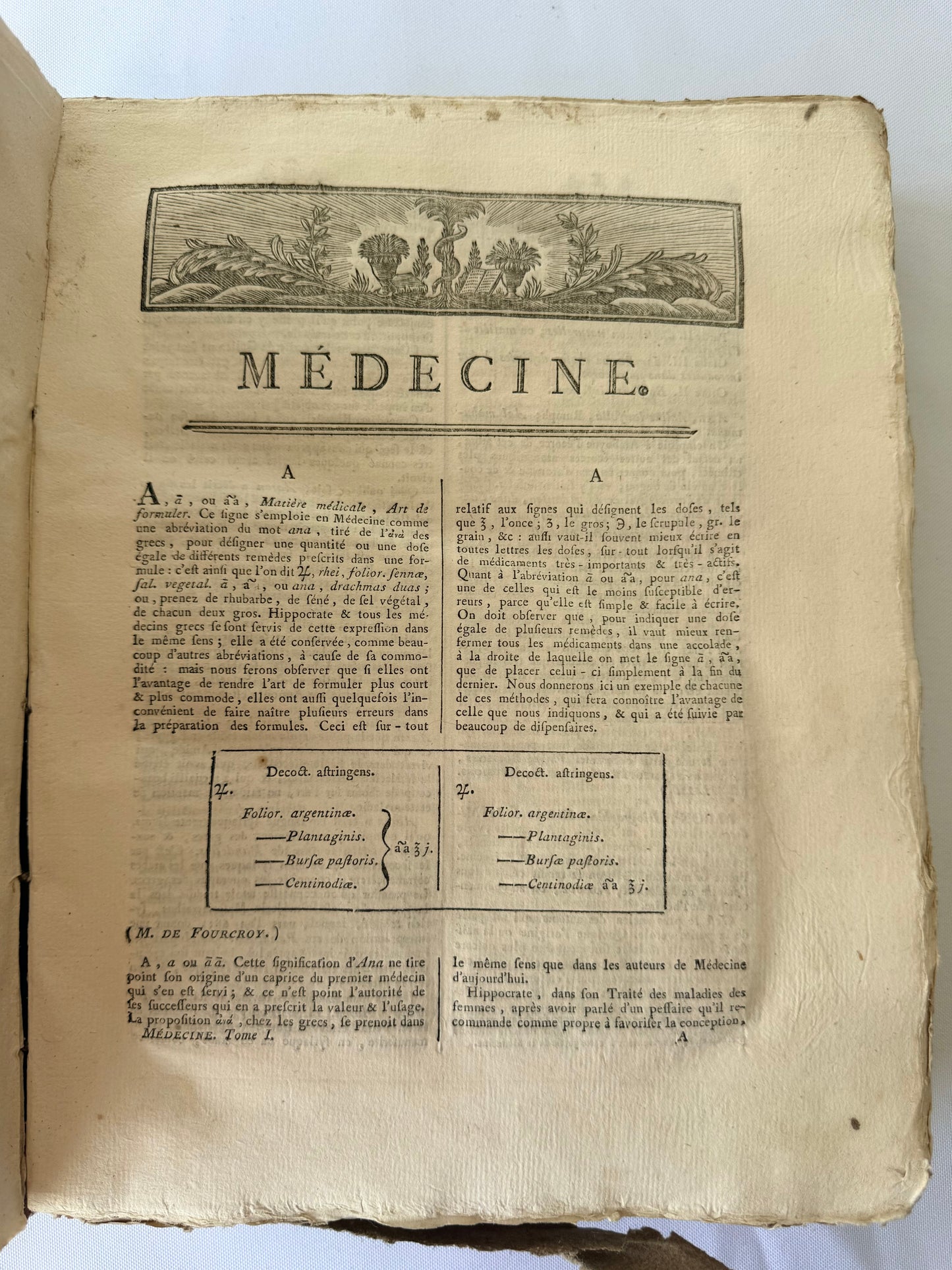 Large French Medical Dictionary Encyclopedia, 1787