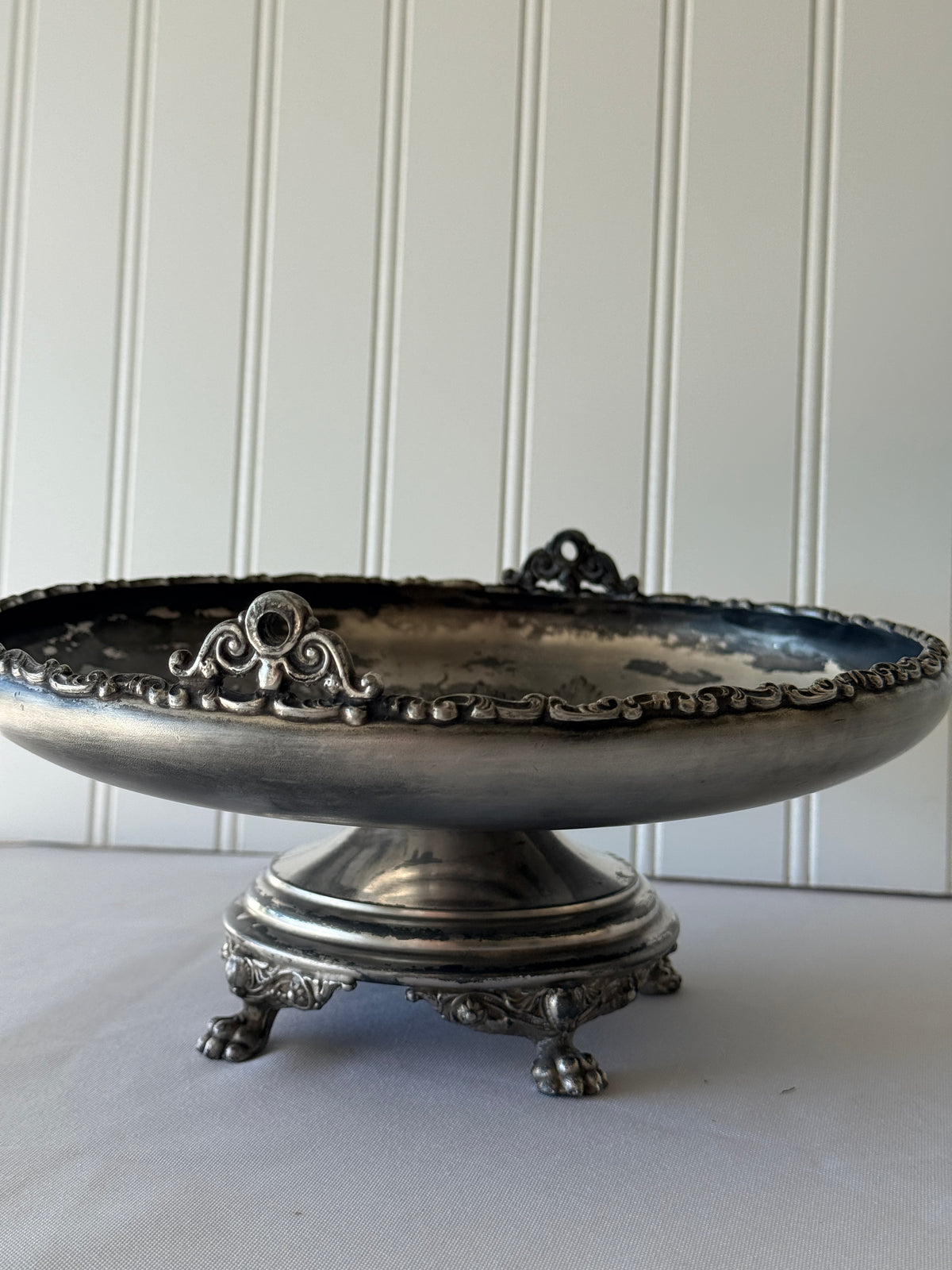 Silver Plate Antique Paw Foot Baroque Revival Centerpiece Compote